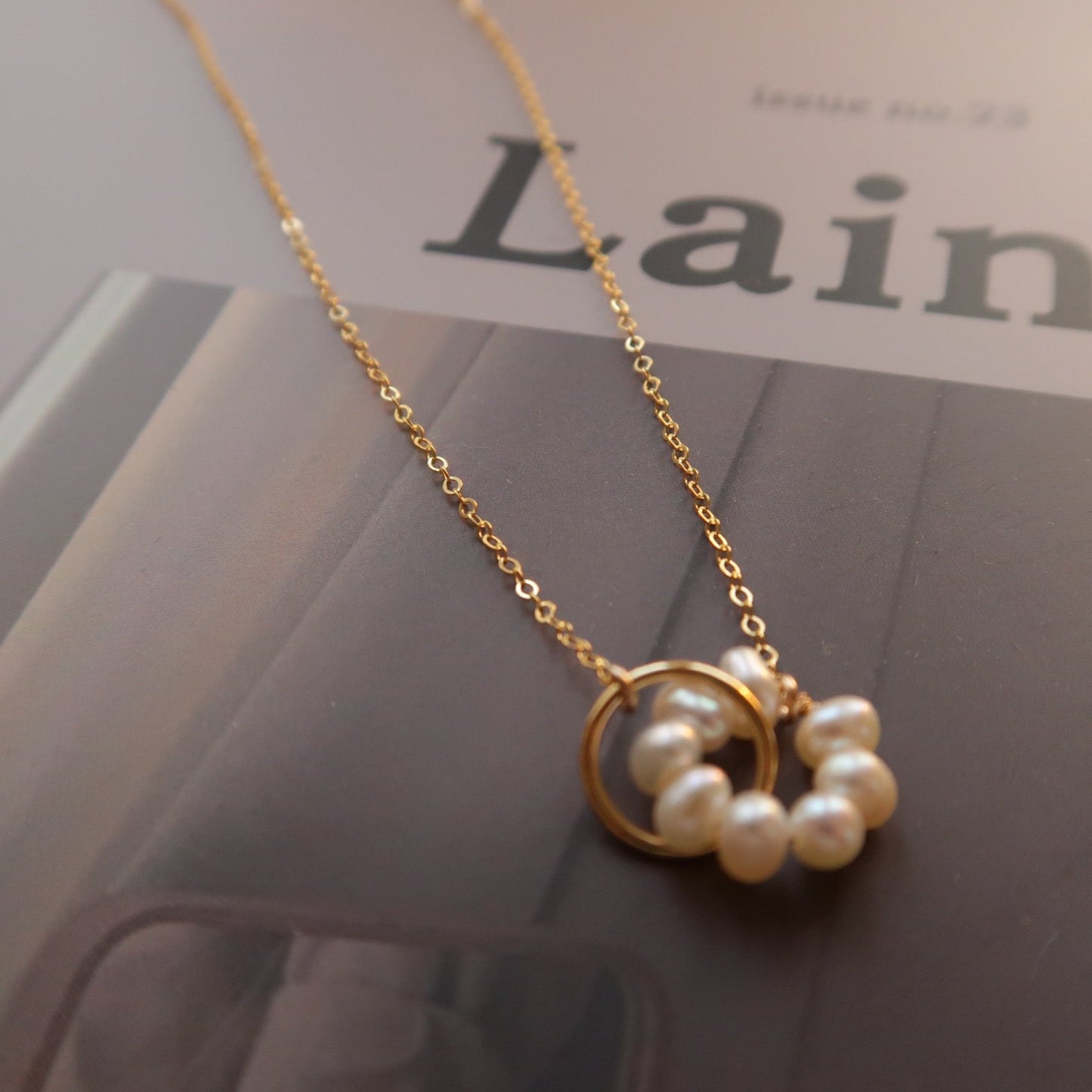 Flower Circle Gold Filled Necklace