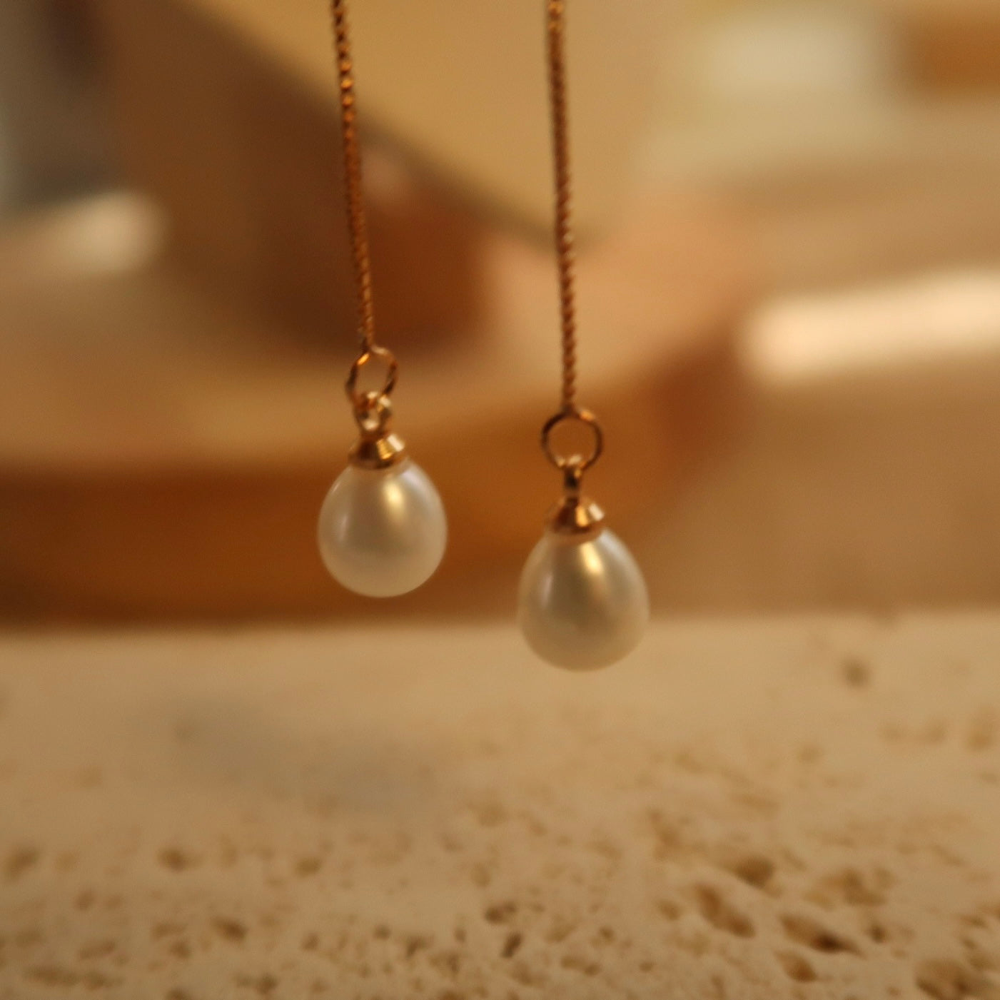 Classic Natual Pearl Threader Earrings