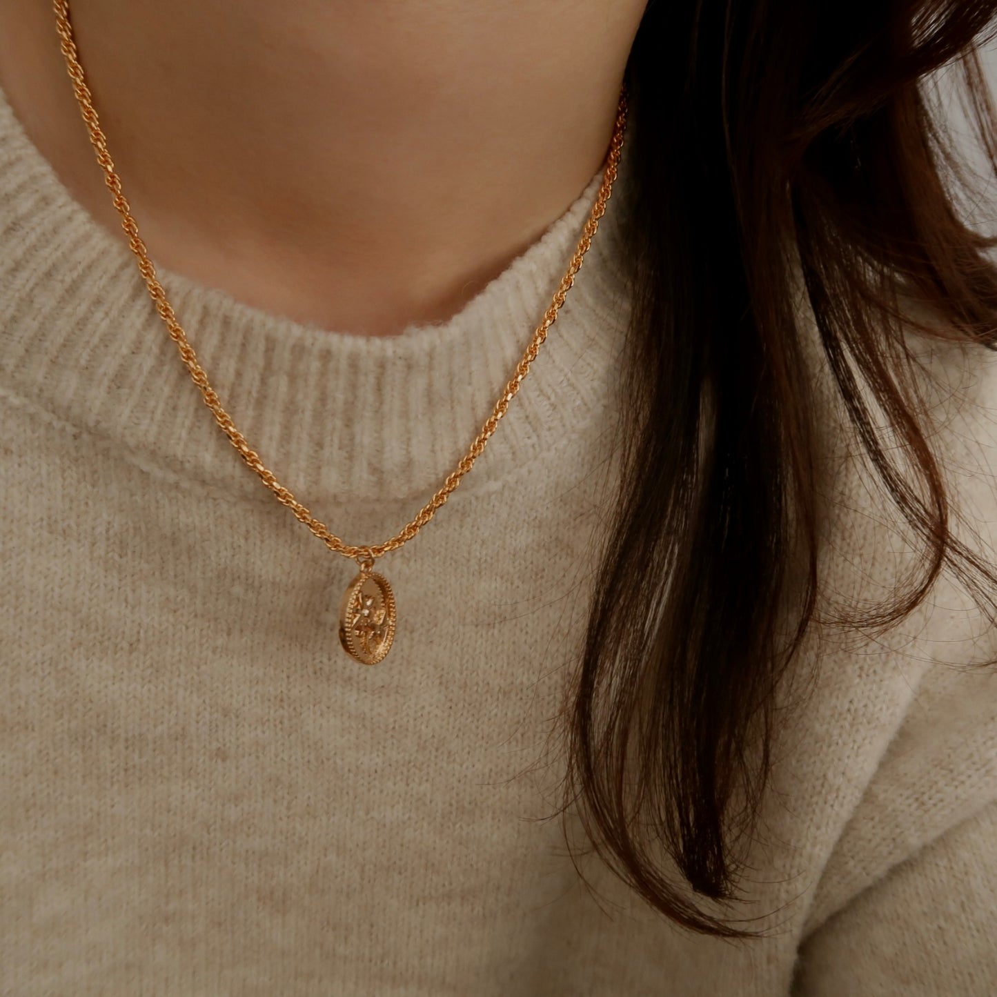 Golden Flower Coin Necklace