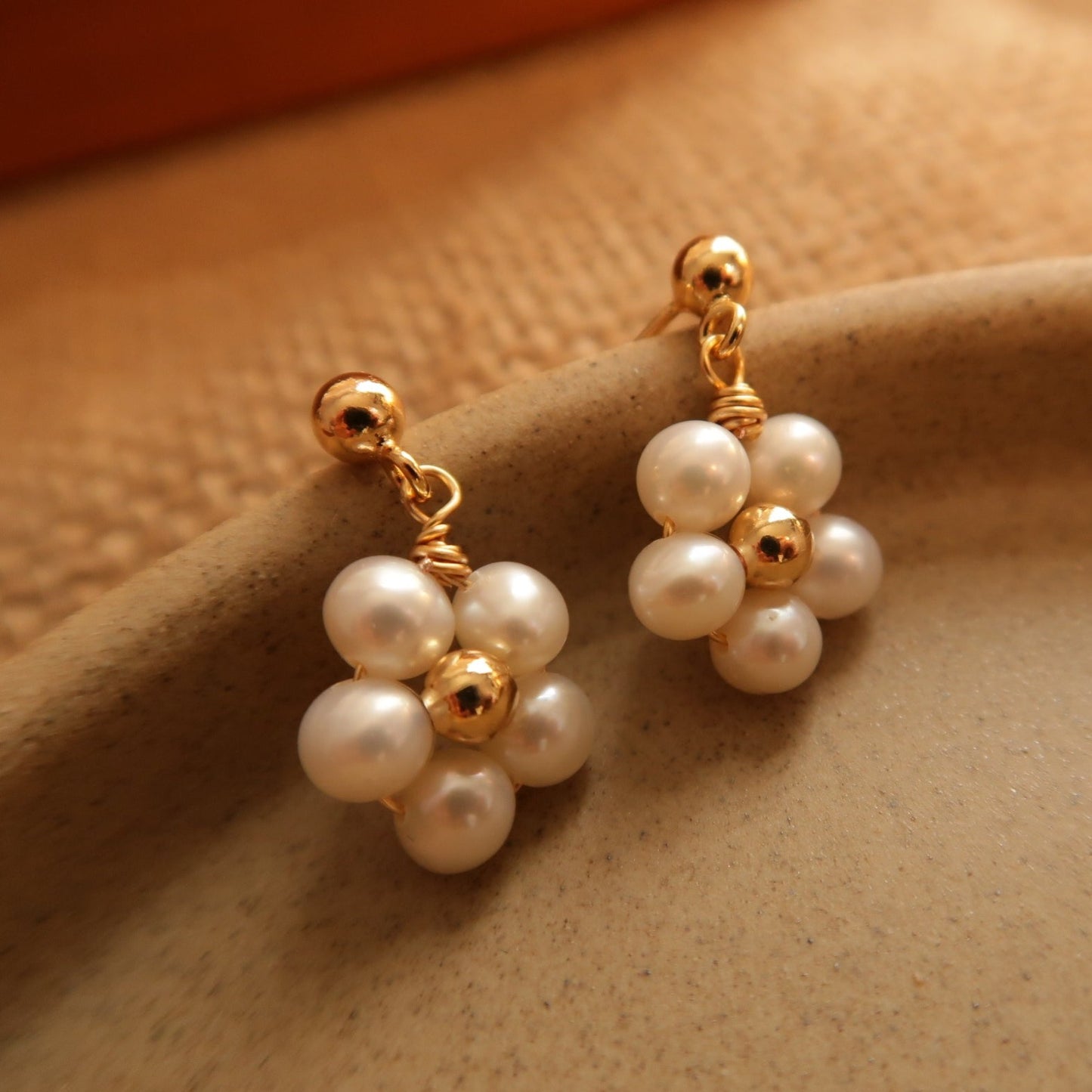 Garden Whisper Handcraft Natural Pearl Flower Ear Drops