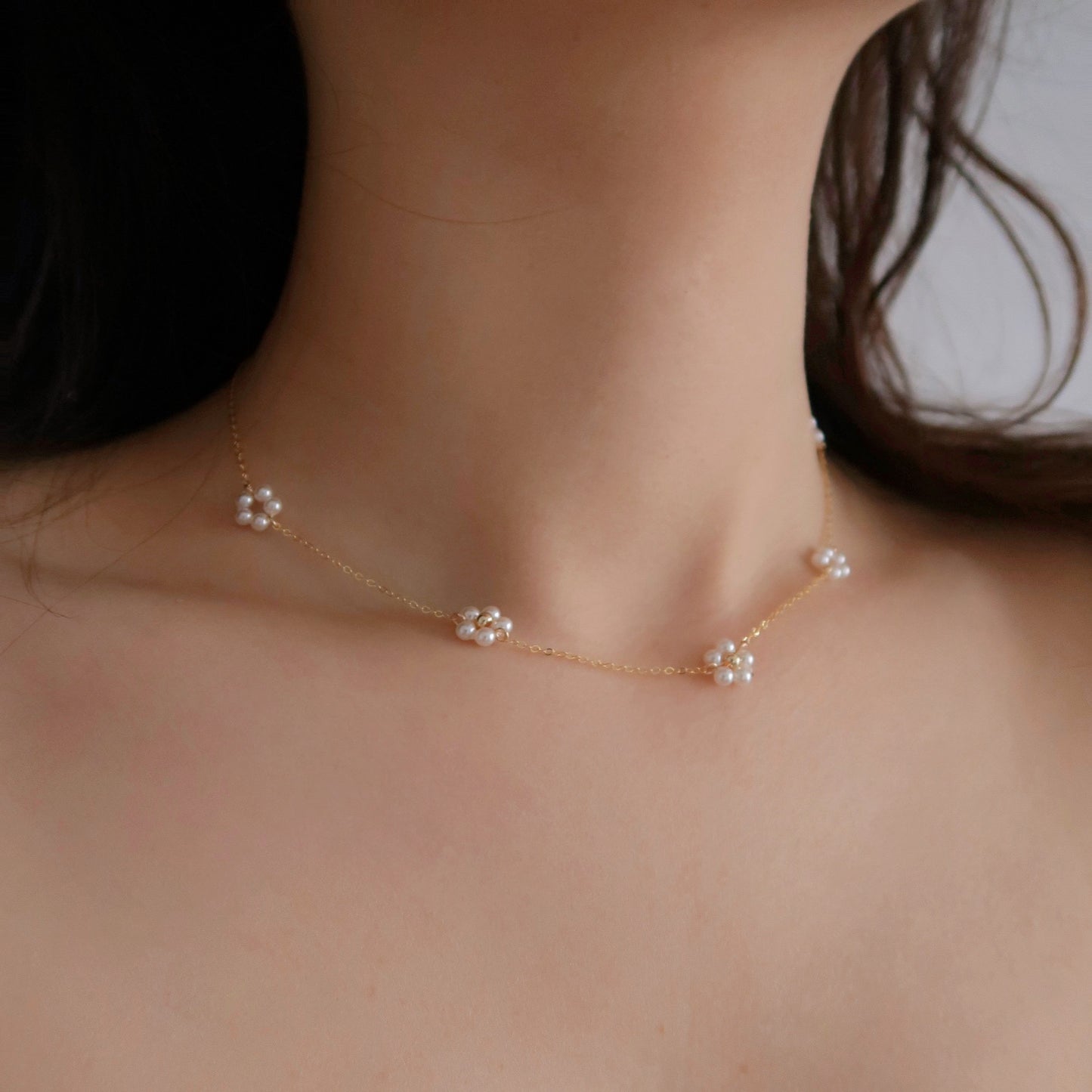 'Garden of Dream' - Swarovski Pearl Flower Cluster Necklace