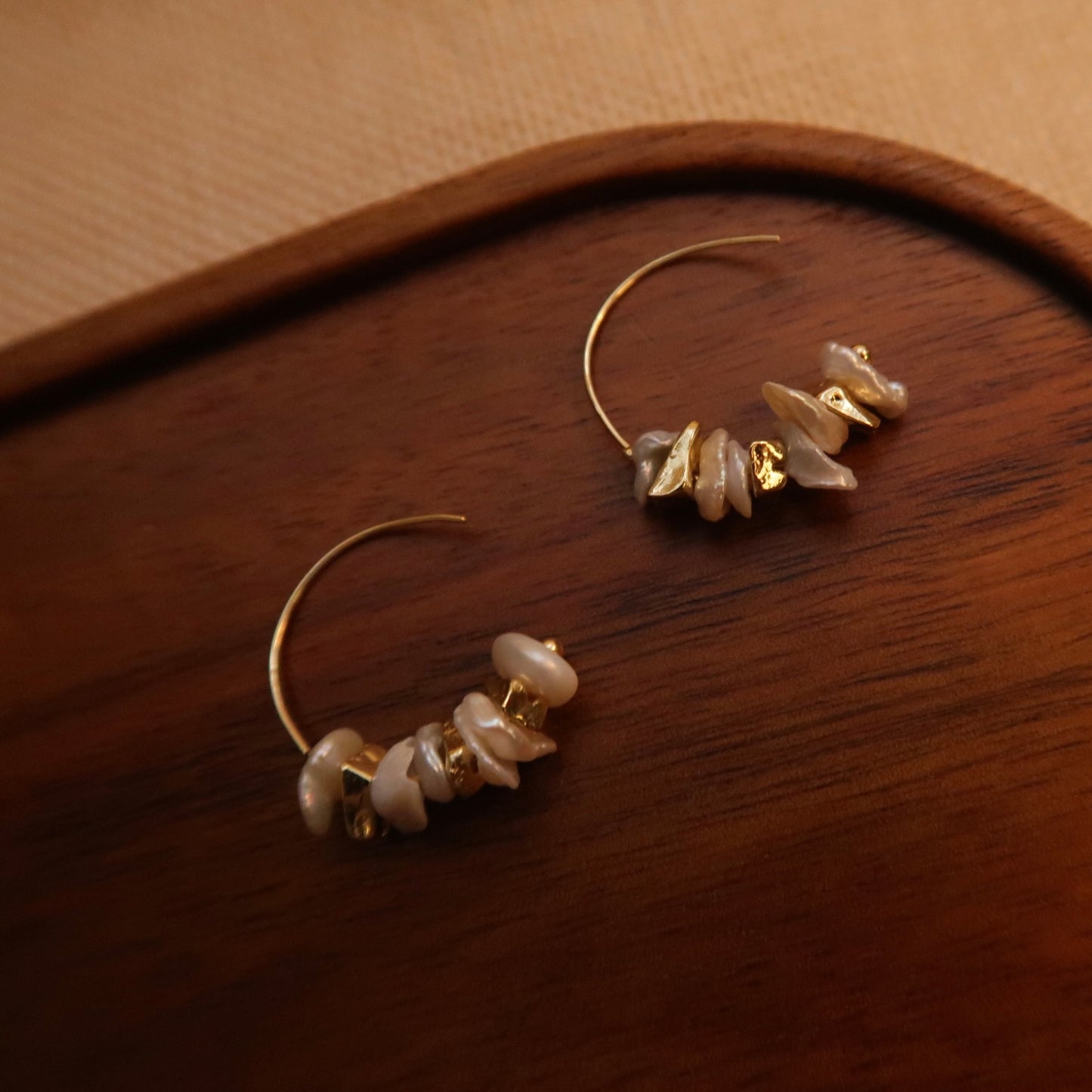 Seabreeze C-shape Grey Baroque Stack Earrings