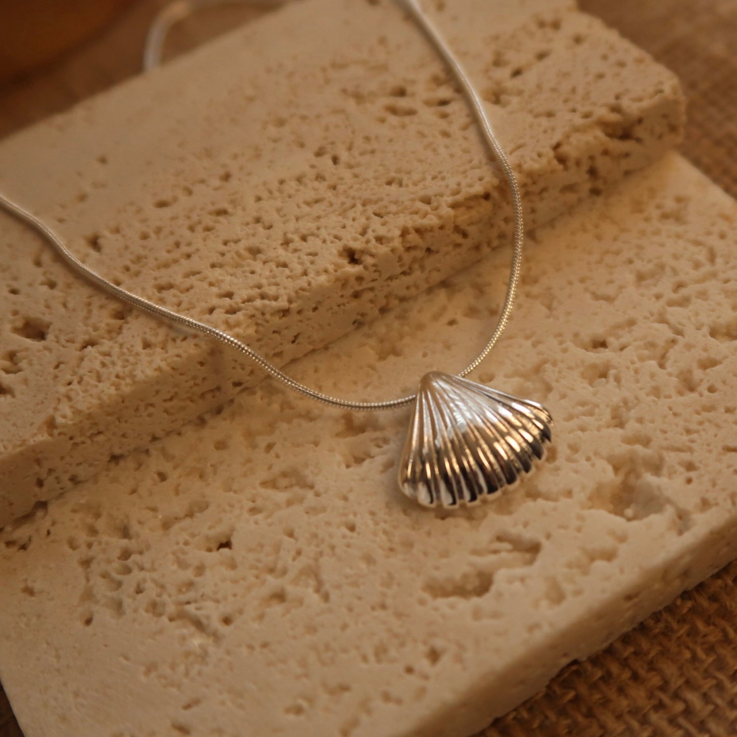 Tidal Echo Silver Shell Necklace