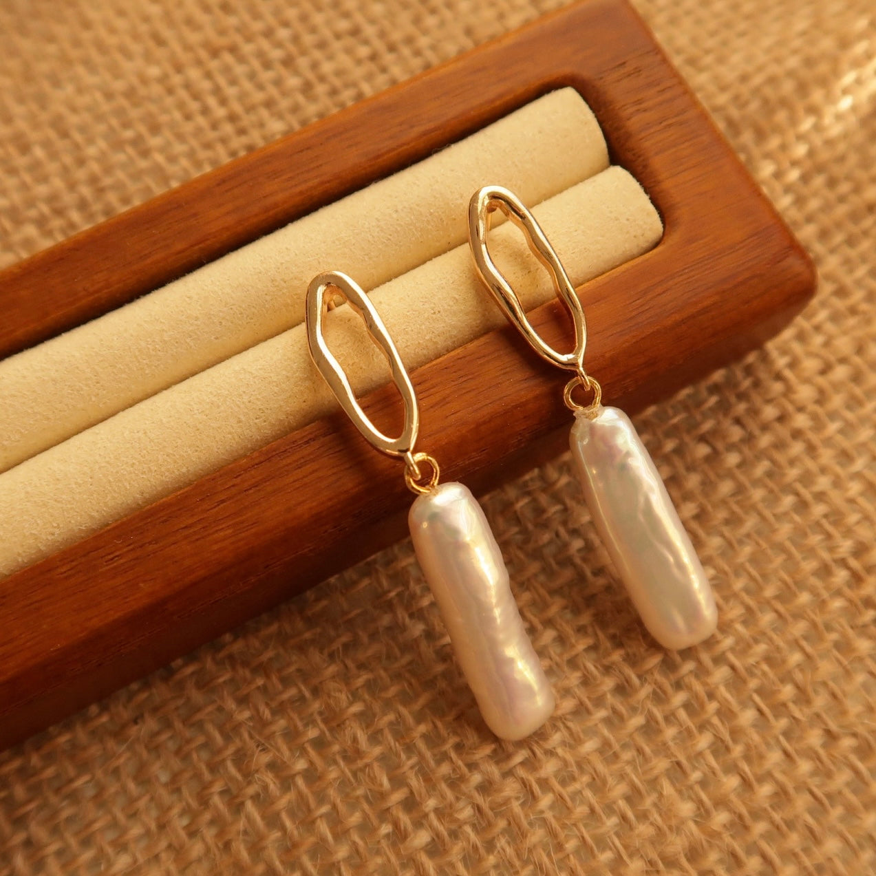 ‘French Baguette’ Natural Baroque Earrings