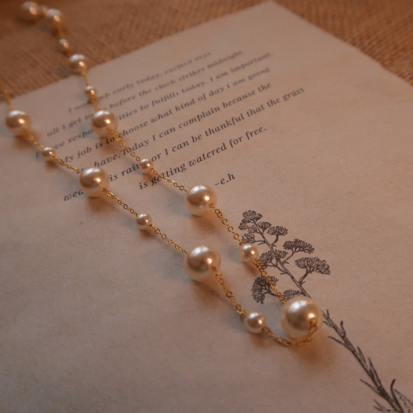 Gold Filled Starry Night Swarovski Pearl Necklace