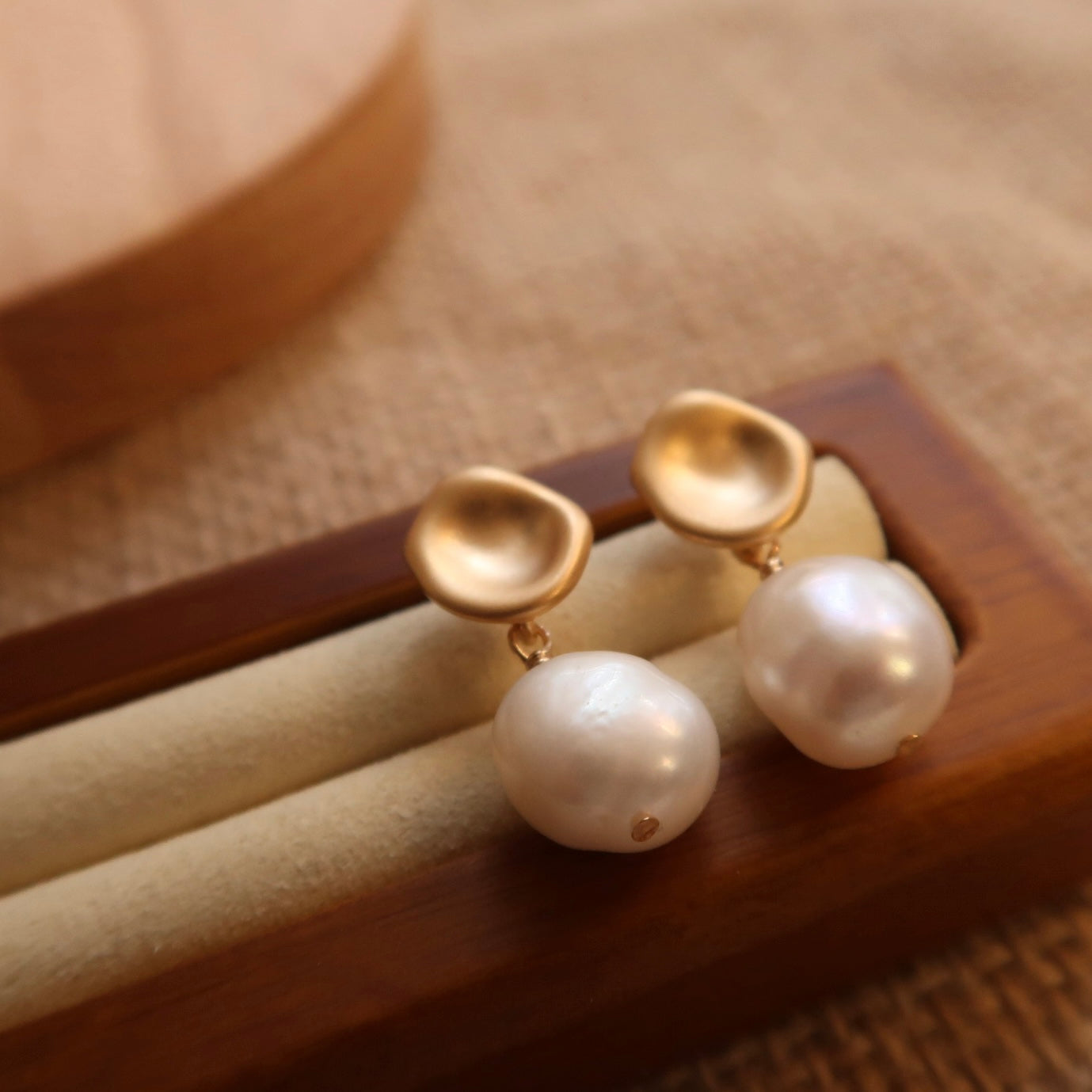 Matte Petal Baroque Pearl Earrings