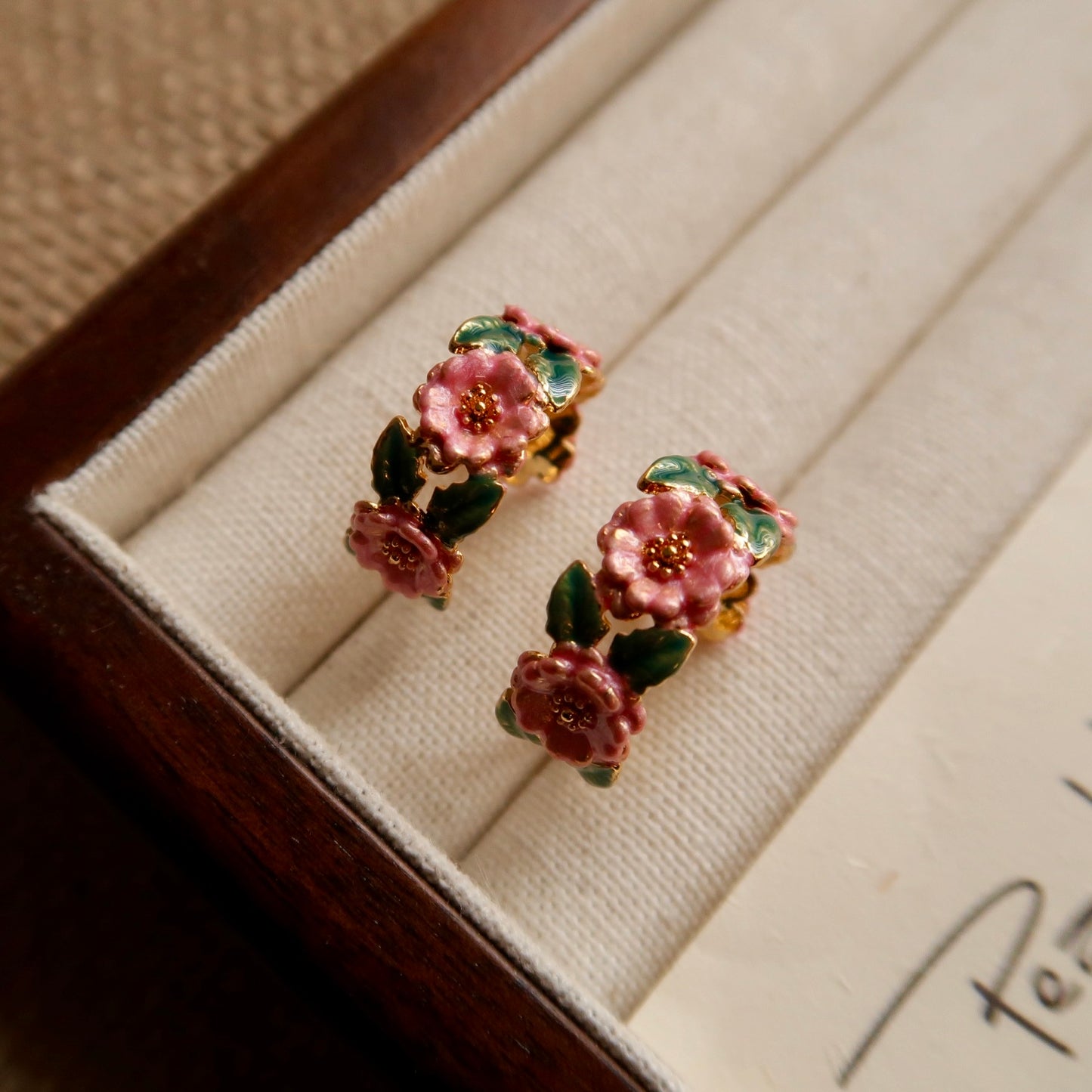 ‘Story of Autumn’ Flower Enamel Glazed Ear Loops