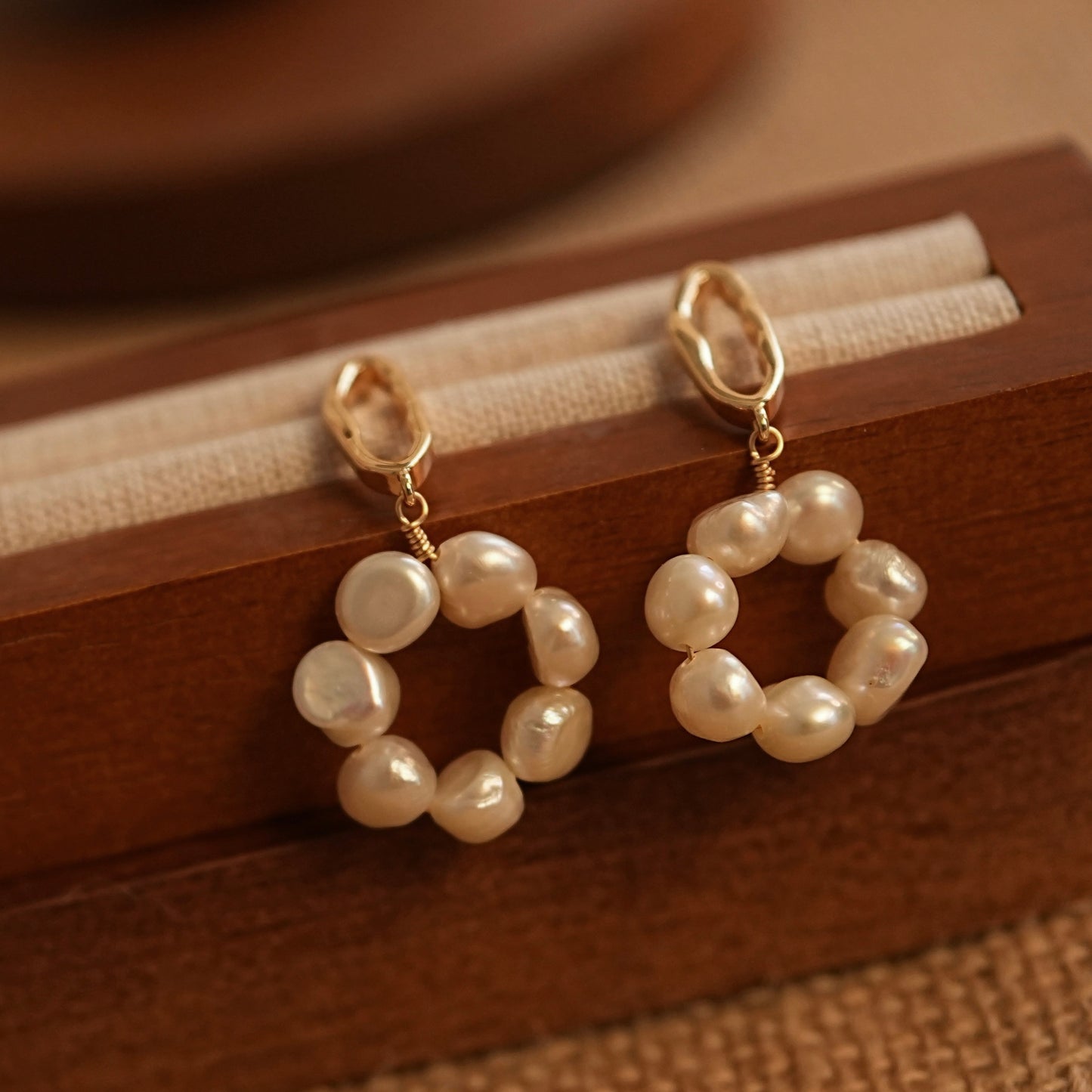 Natural Pearl Flower Drop Earrings