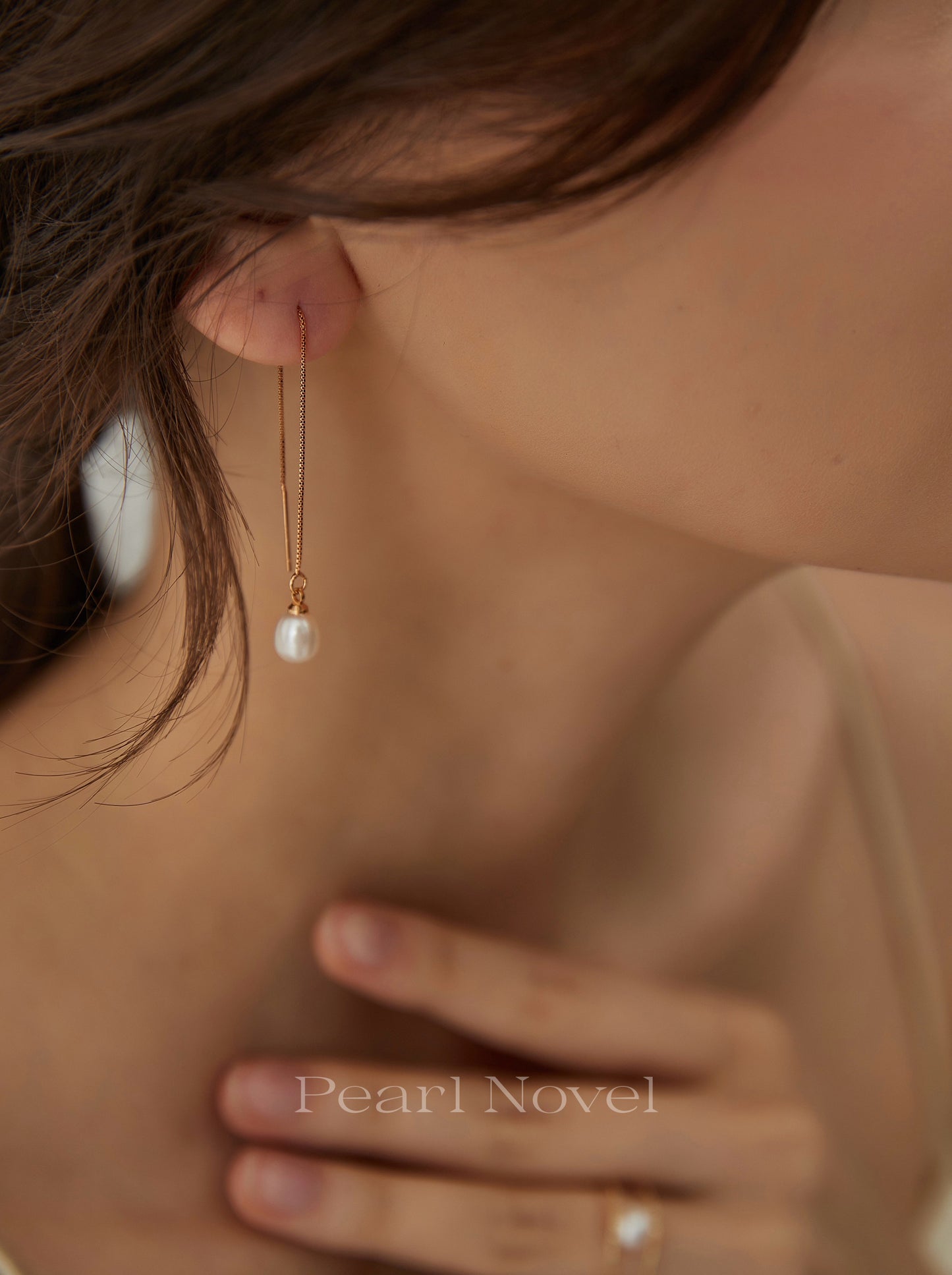 Classic Natual Pearl Threader Earrings