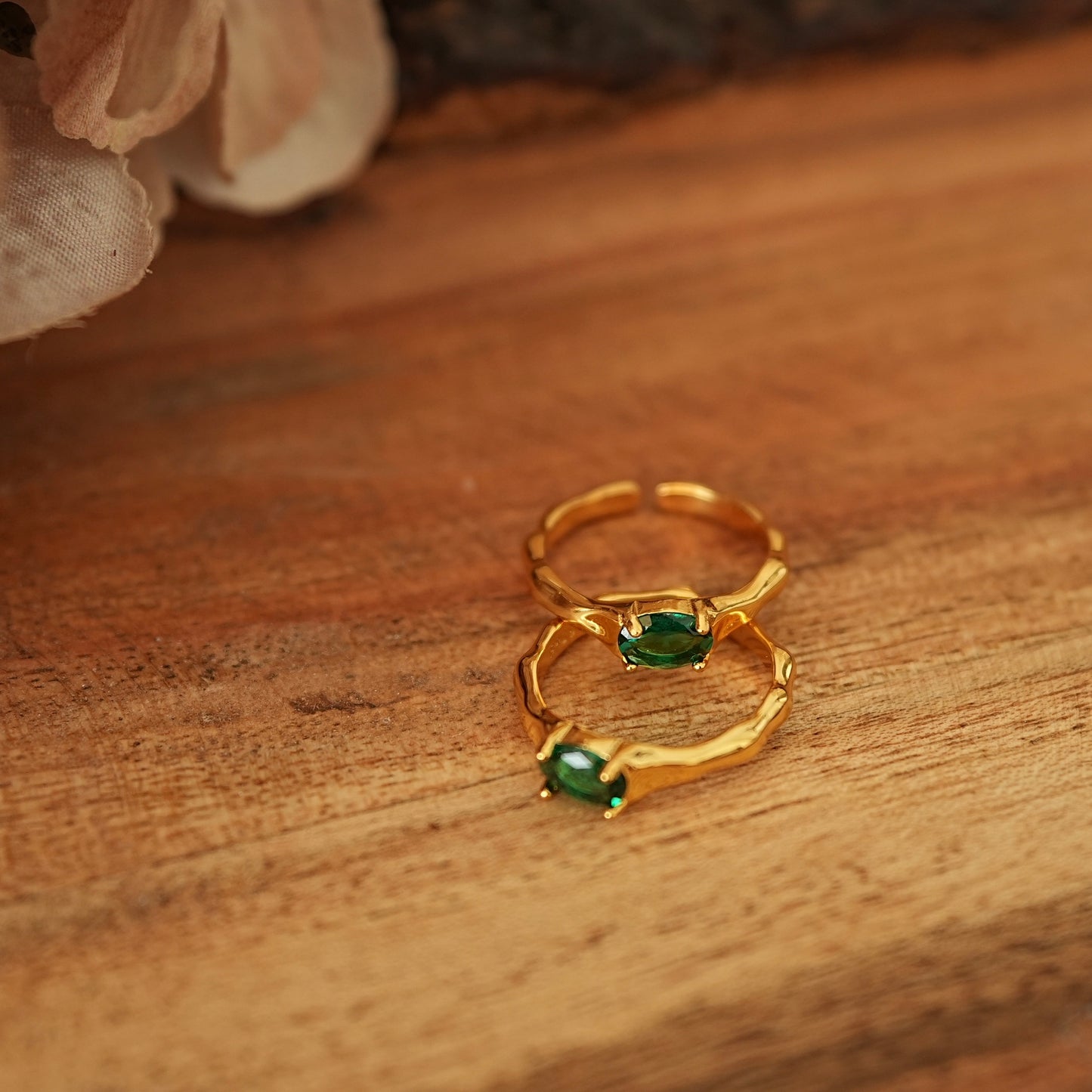 Golden Green Zircon Open Ring
