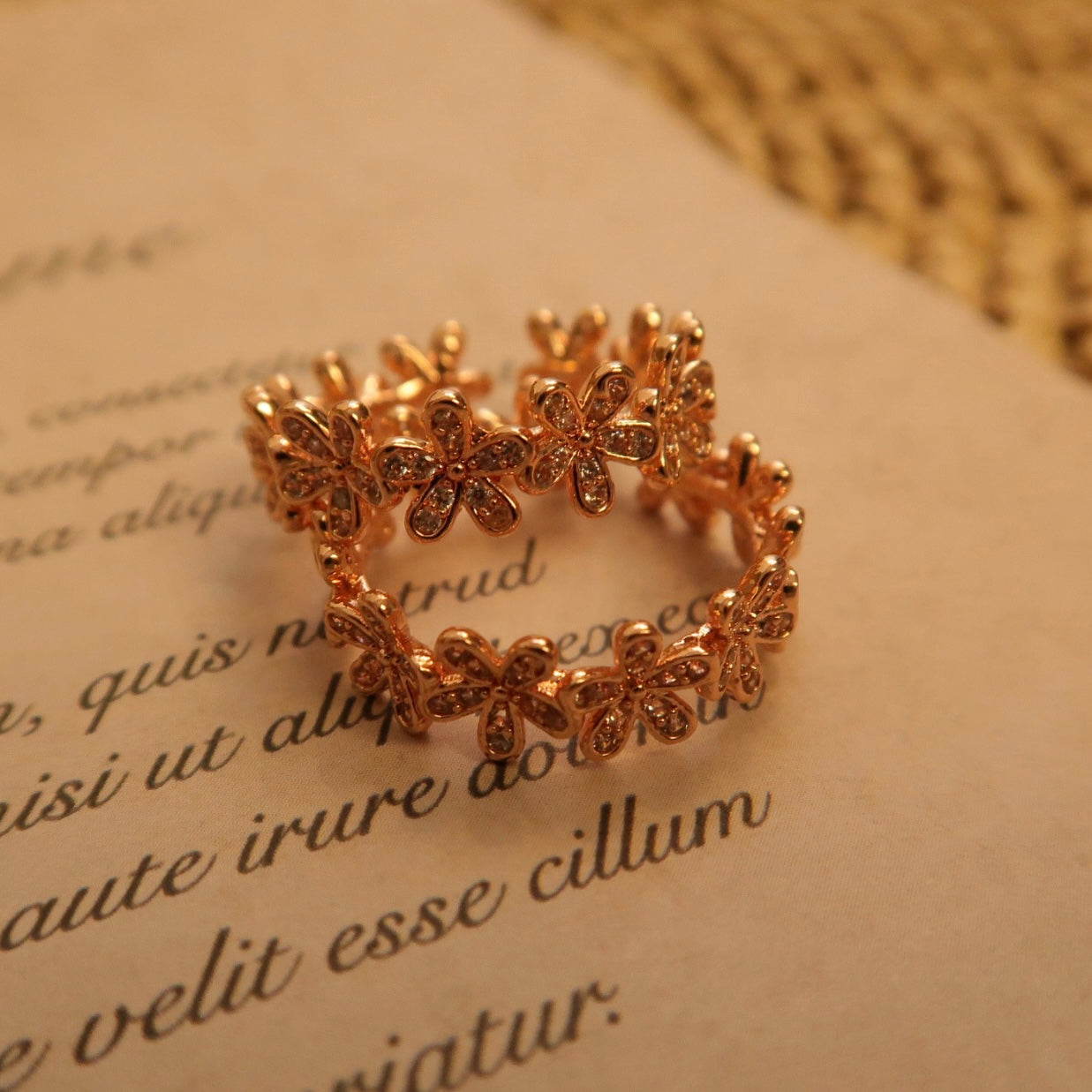 Rose Gold Flower Garden Open Ring