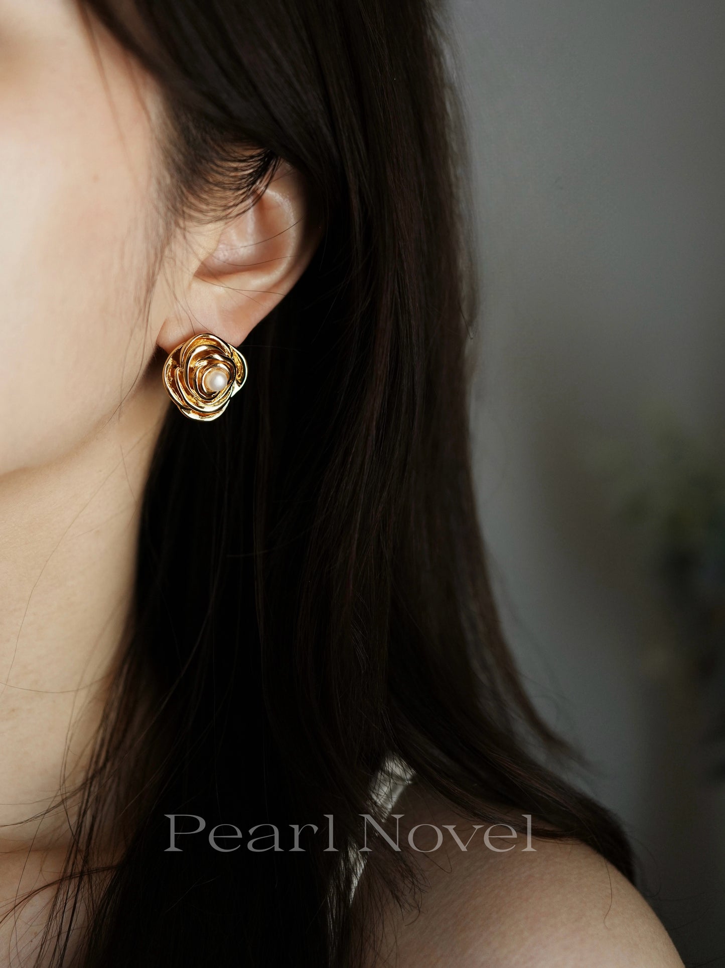 Rosy Blossom Golden Earrings