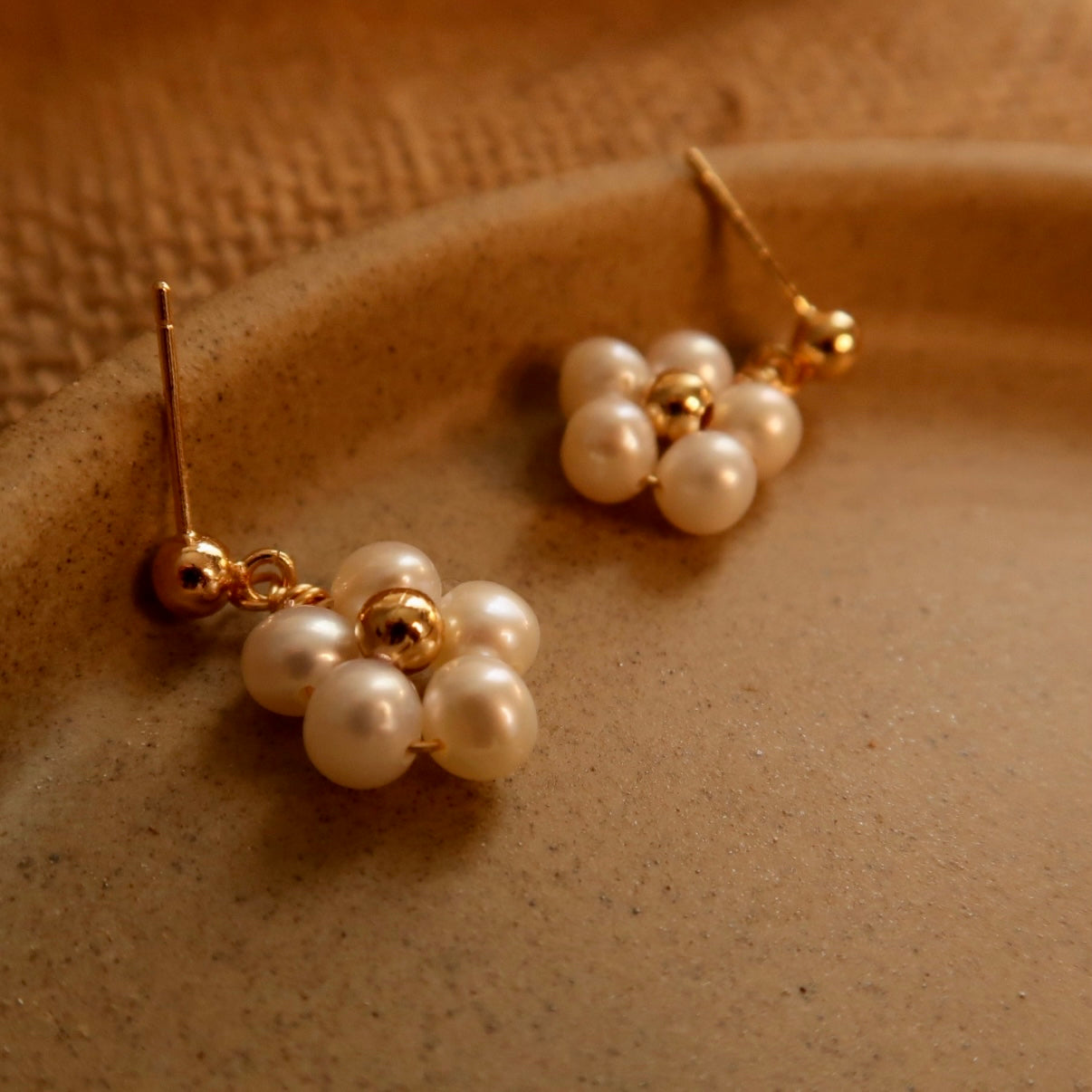 Garden Whisper Handcraft Natural Pearl Flower Ear Drops