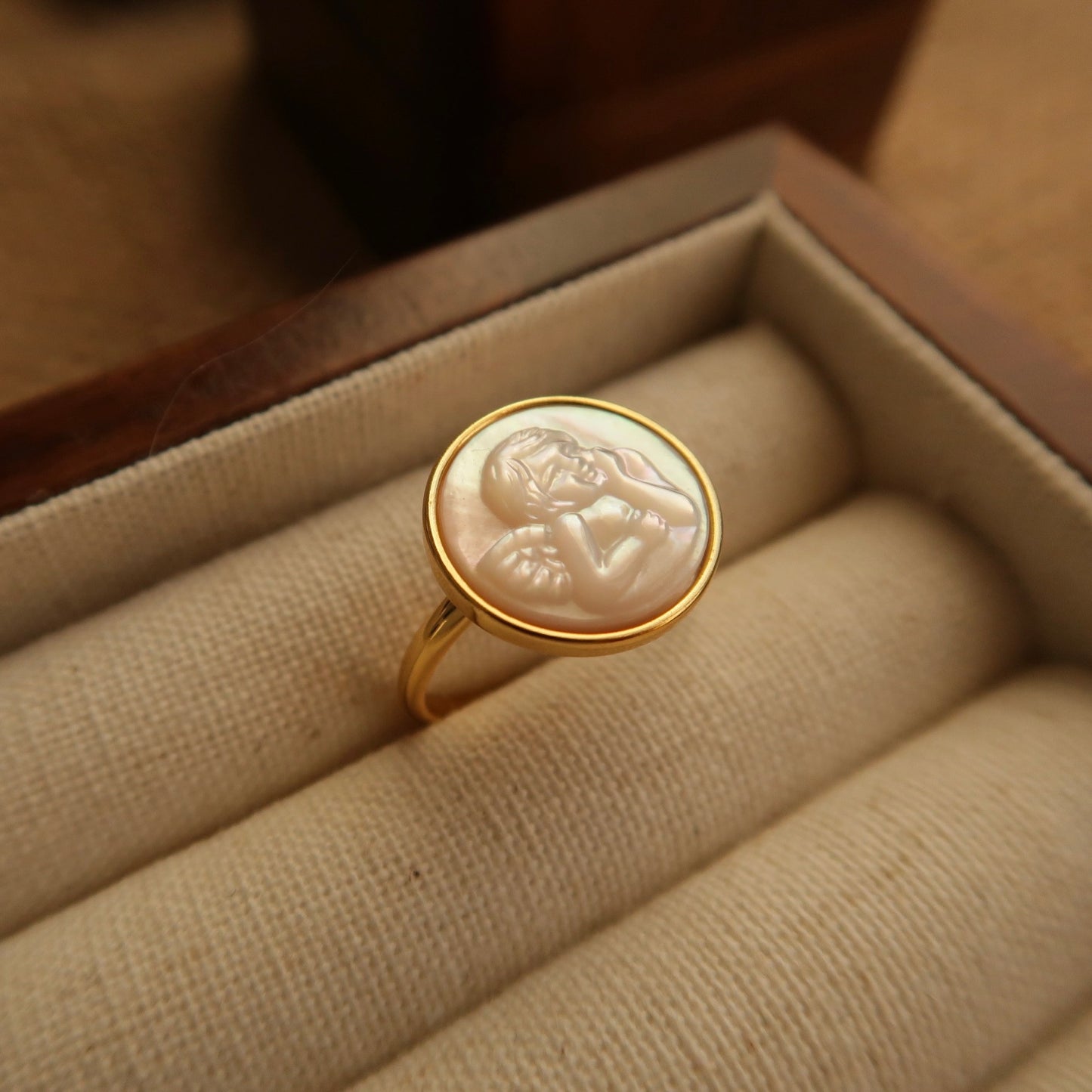 Little Angel Carved Shell Ring