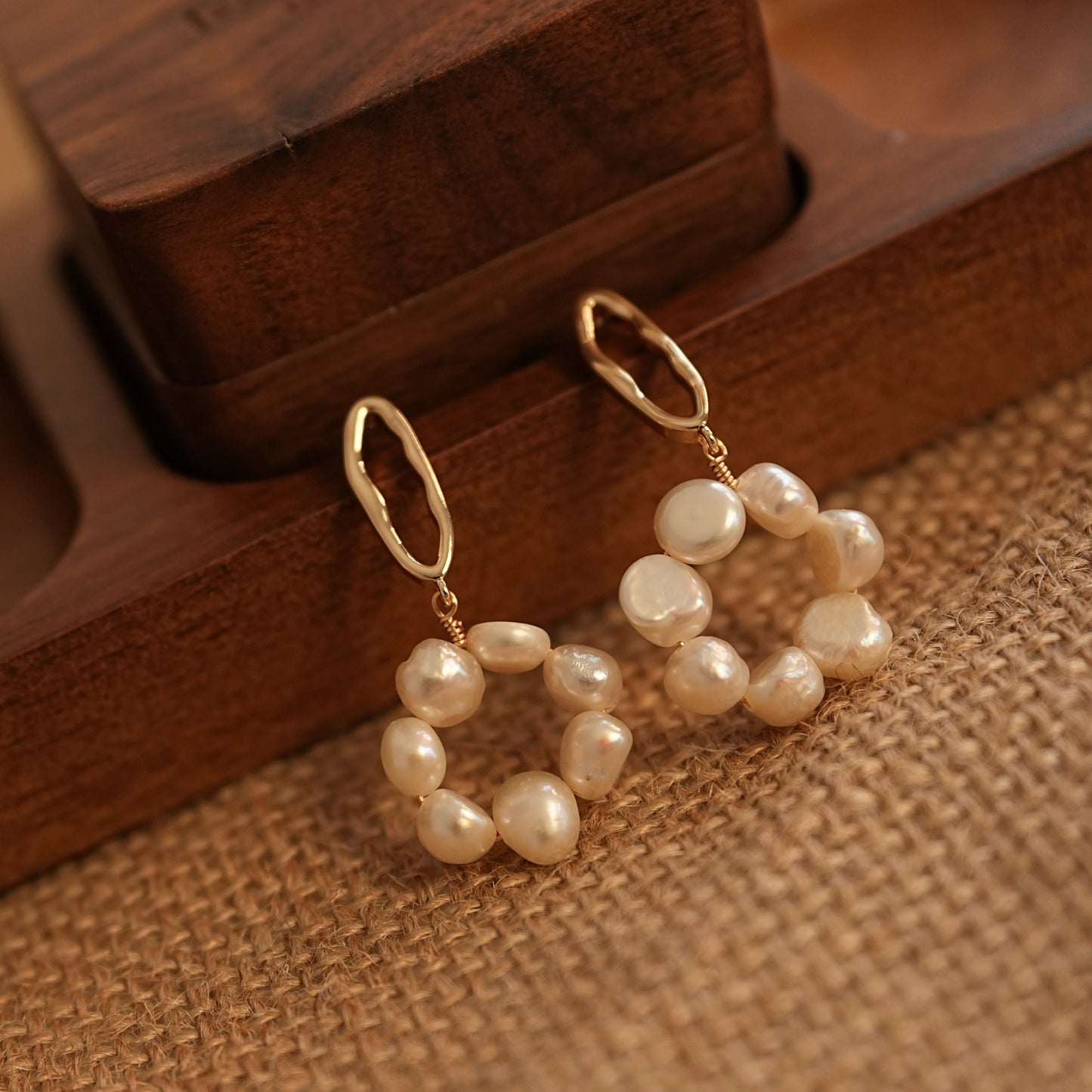 Natural Pearl Flower Drop Earrings