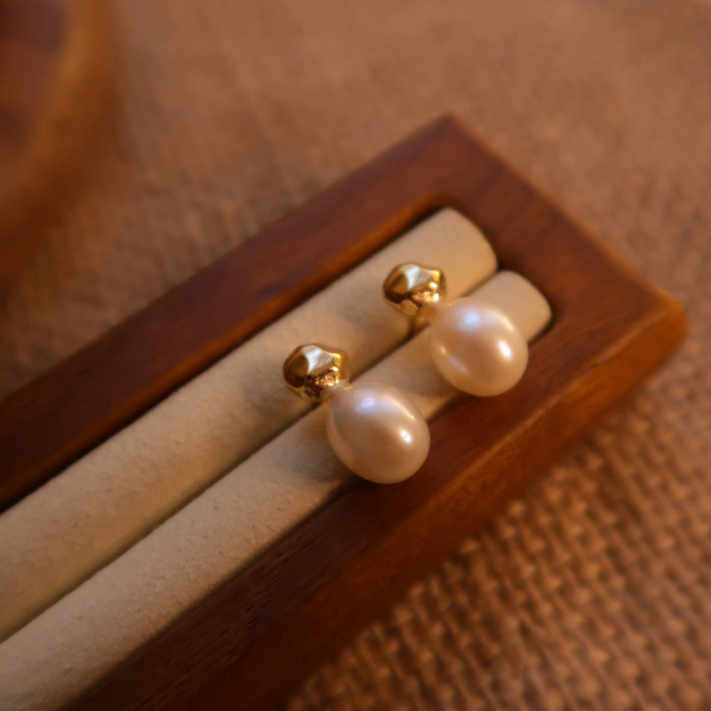 French Baguette Natural Pearl Earrings