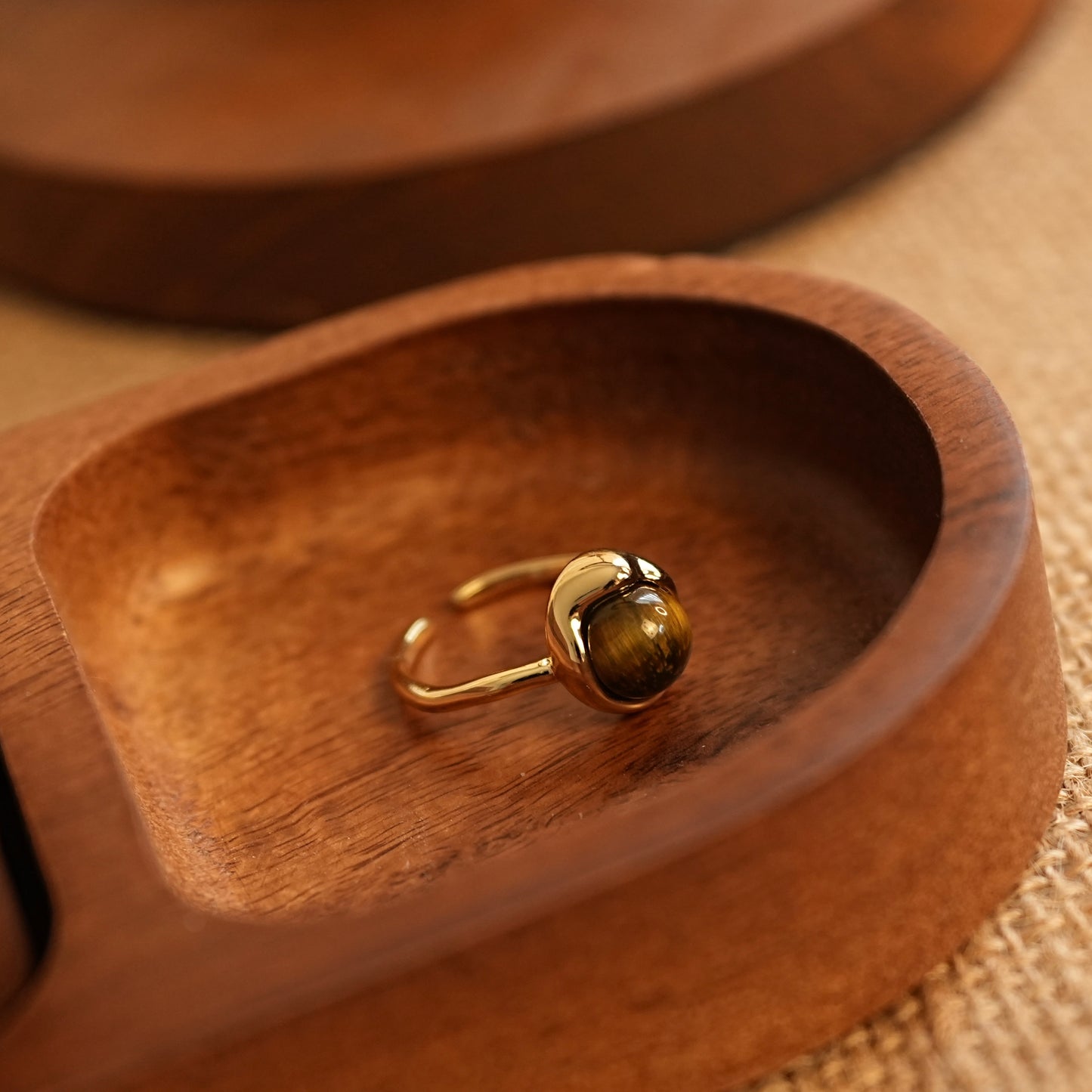 ‘Golden Ember’ Tiger's Eye Open Ring