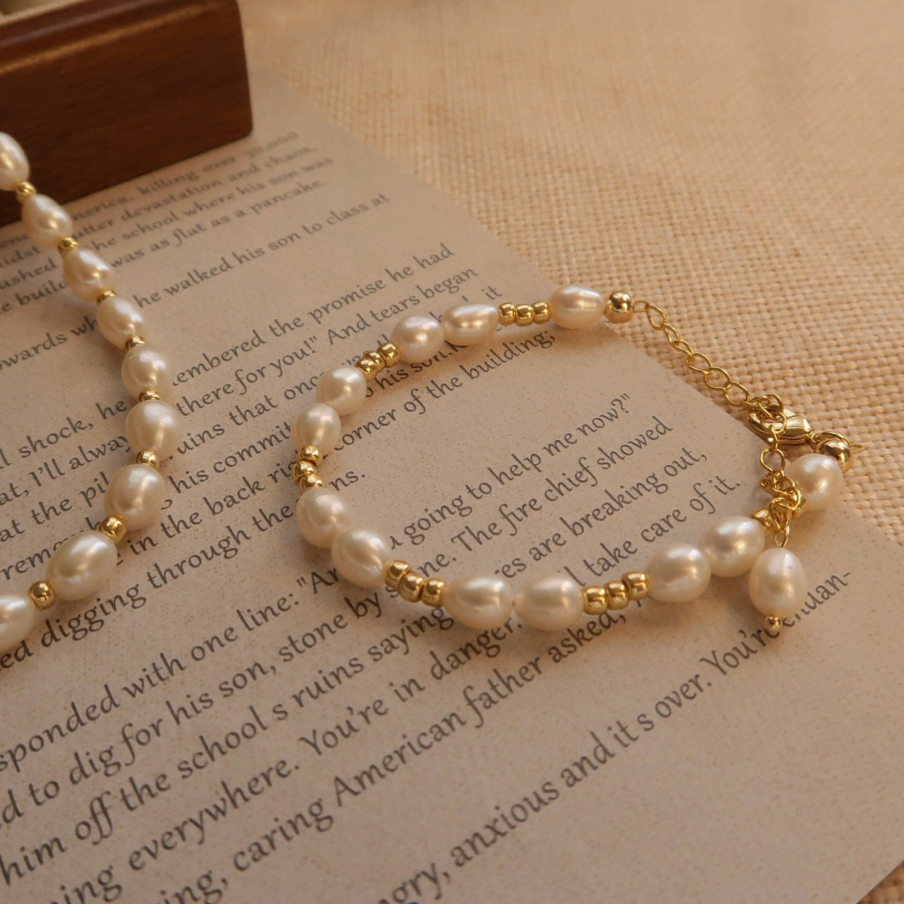 Eternal Love Golden Bead Natural Pearl Necklace