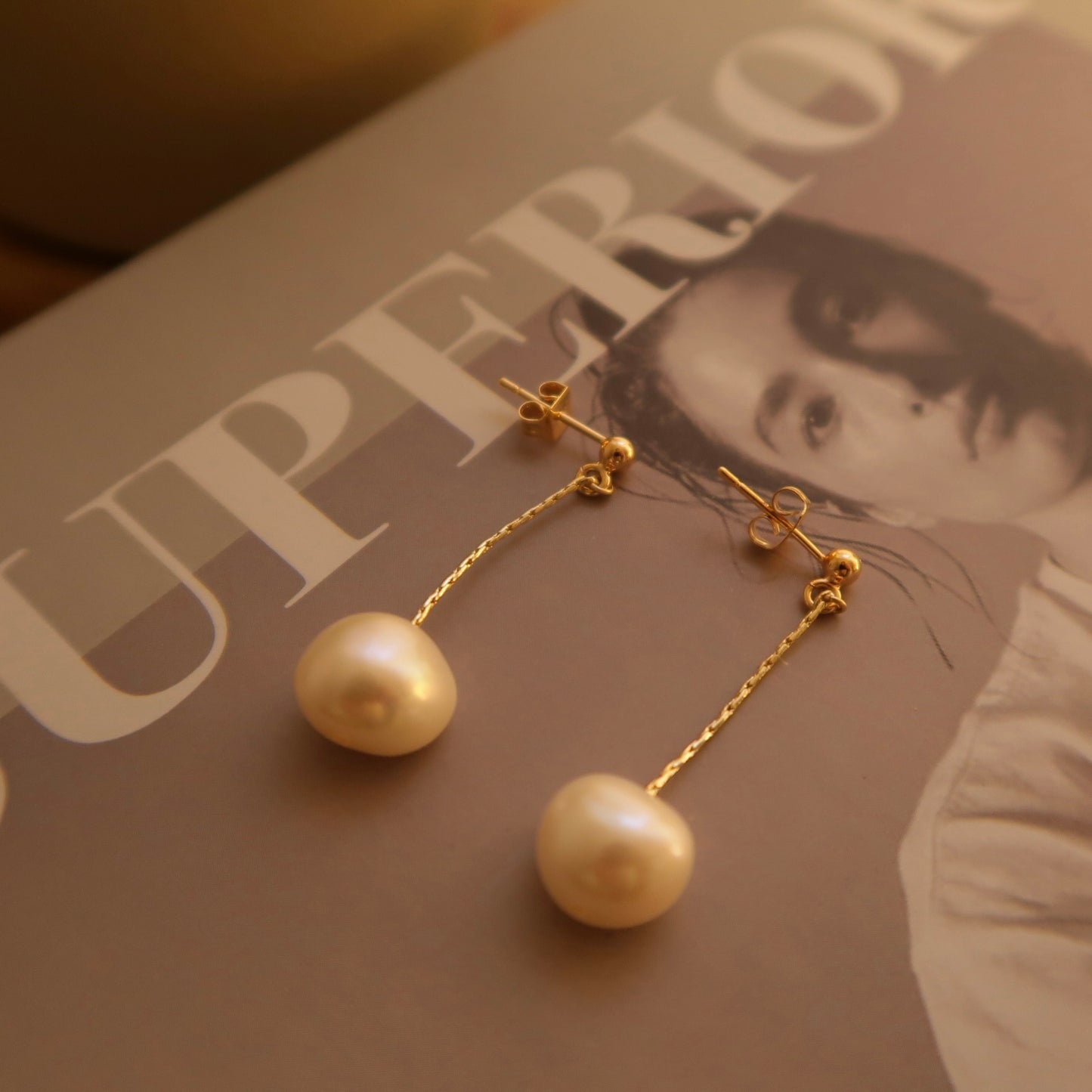 'Serenade' Natural Baroque Pearl Ear Drops