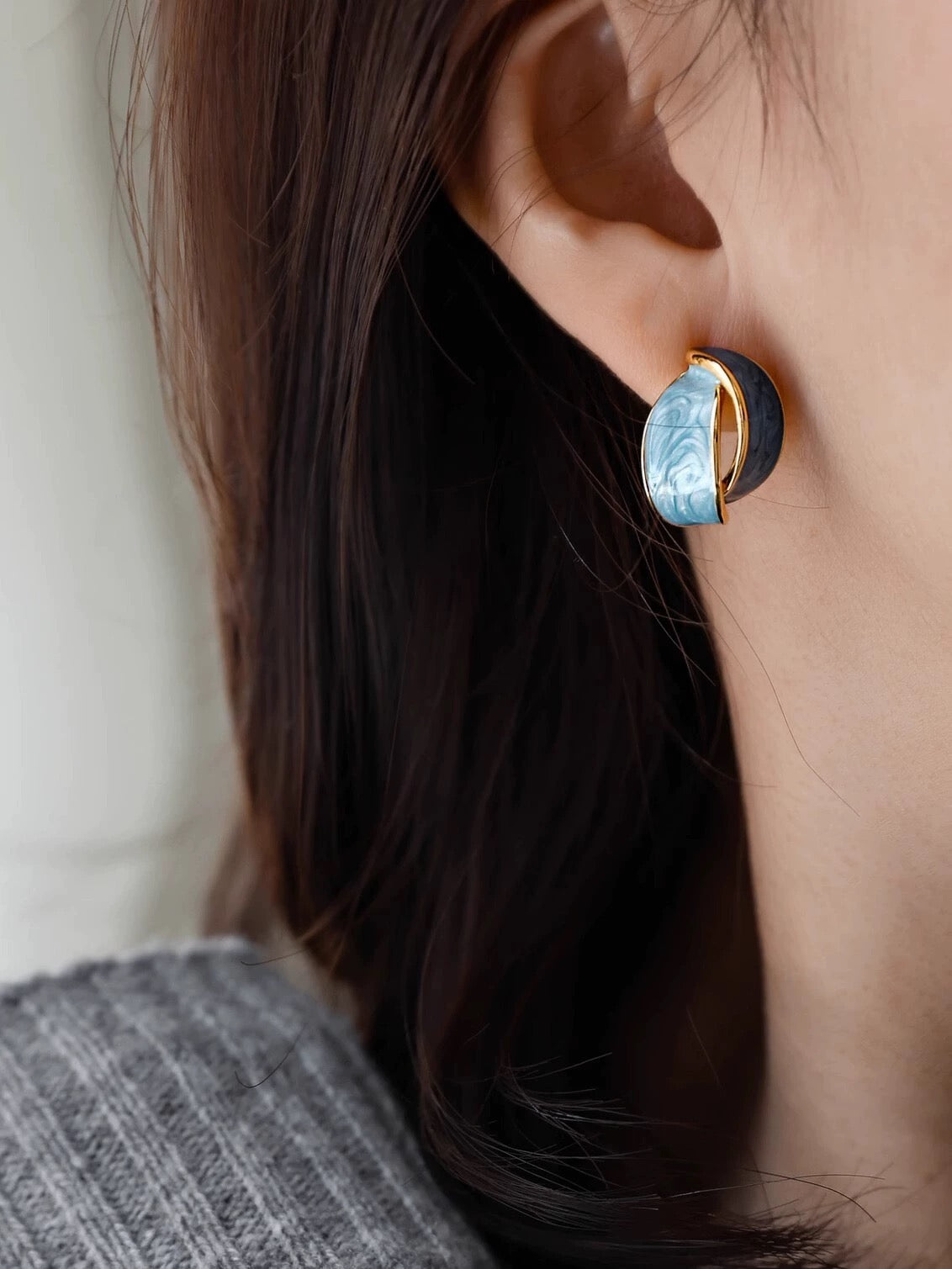 Van Gogh's Blue Melody Enamel Earrings