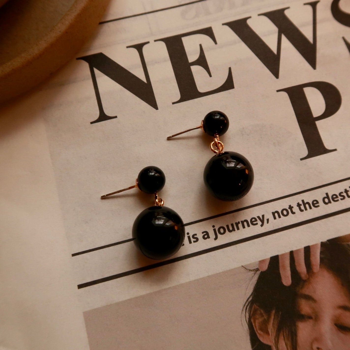 French-style Natural Tigerite Orb Earrings