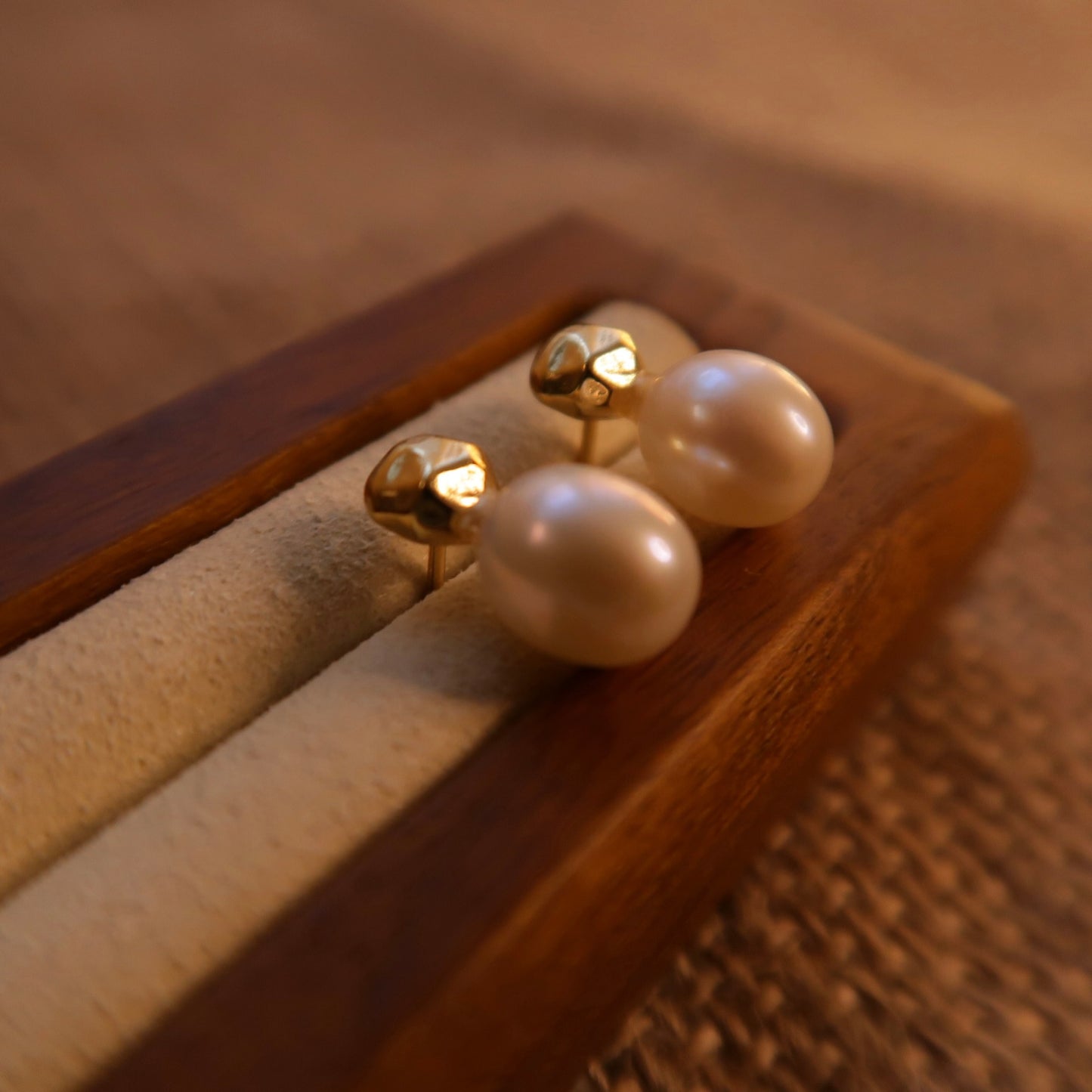 French Baguette Natural Pearl Earrings