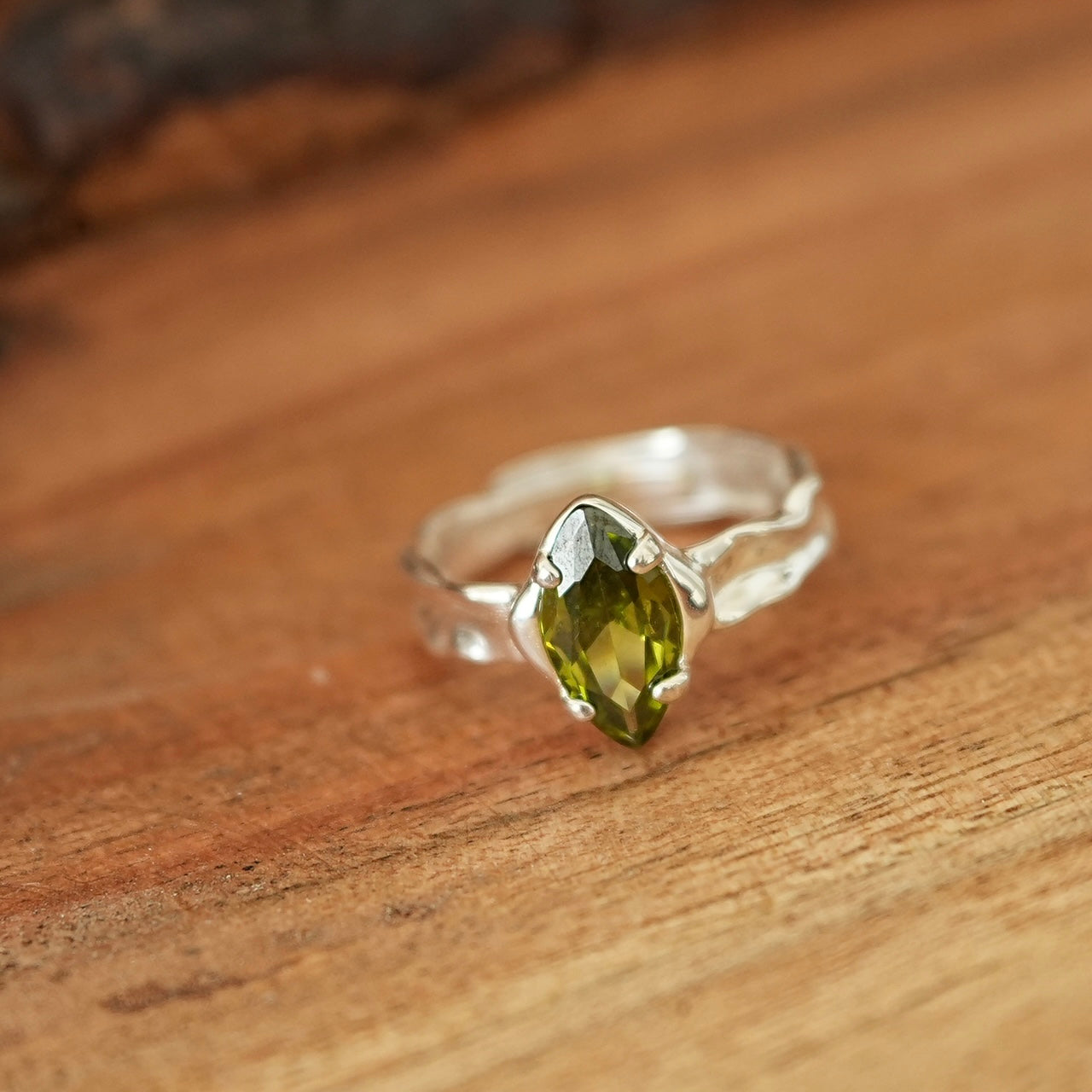 Olive Zircon Open Ring
