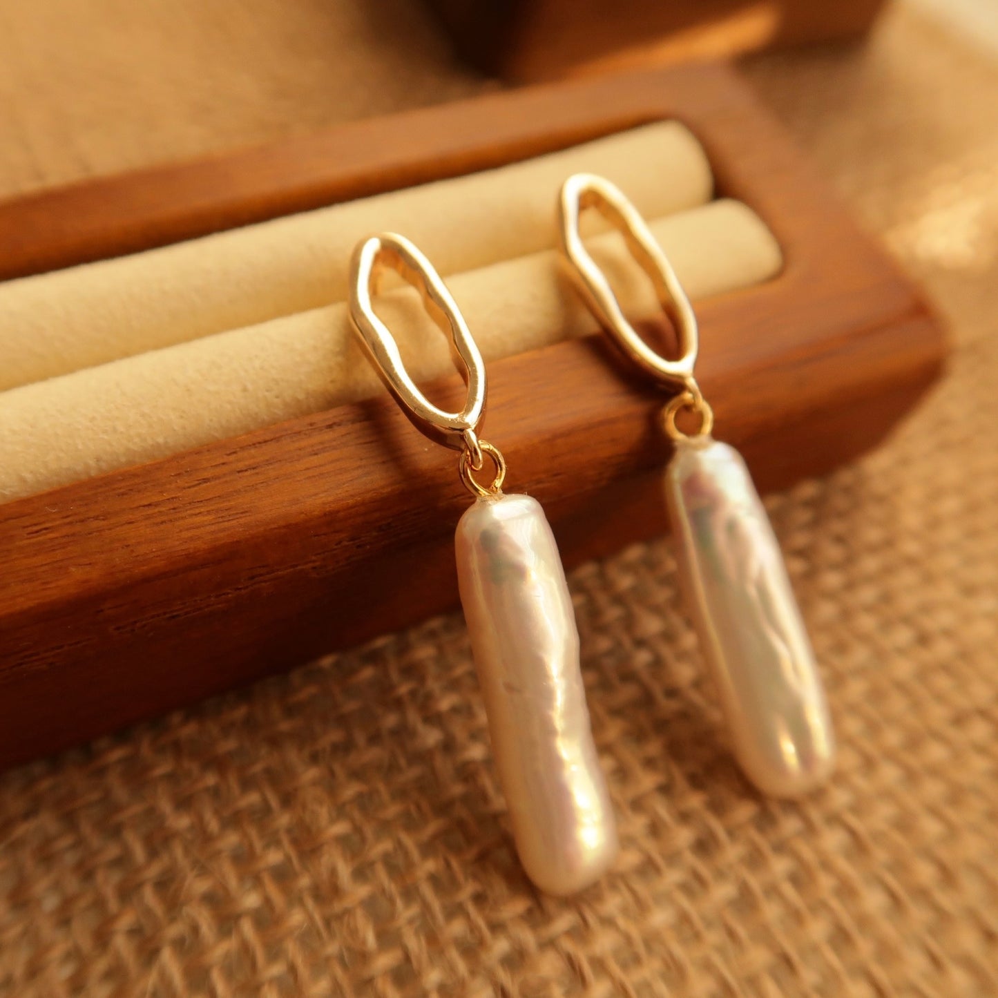 ‘French Baguette’ Natural Baroque Earrings