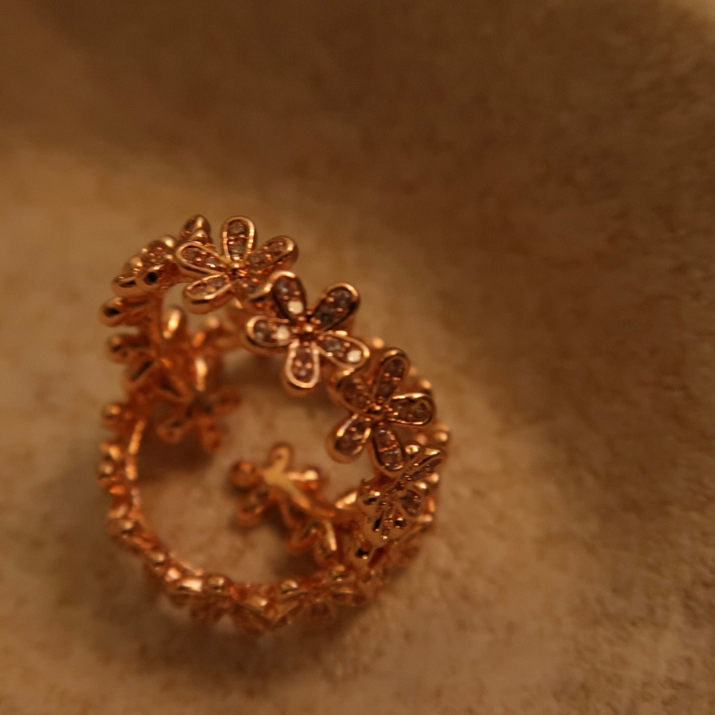 Rose Gold Flower Garden Open Ring