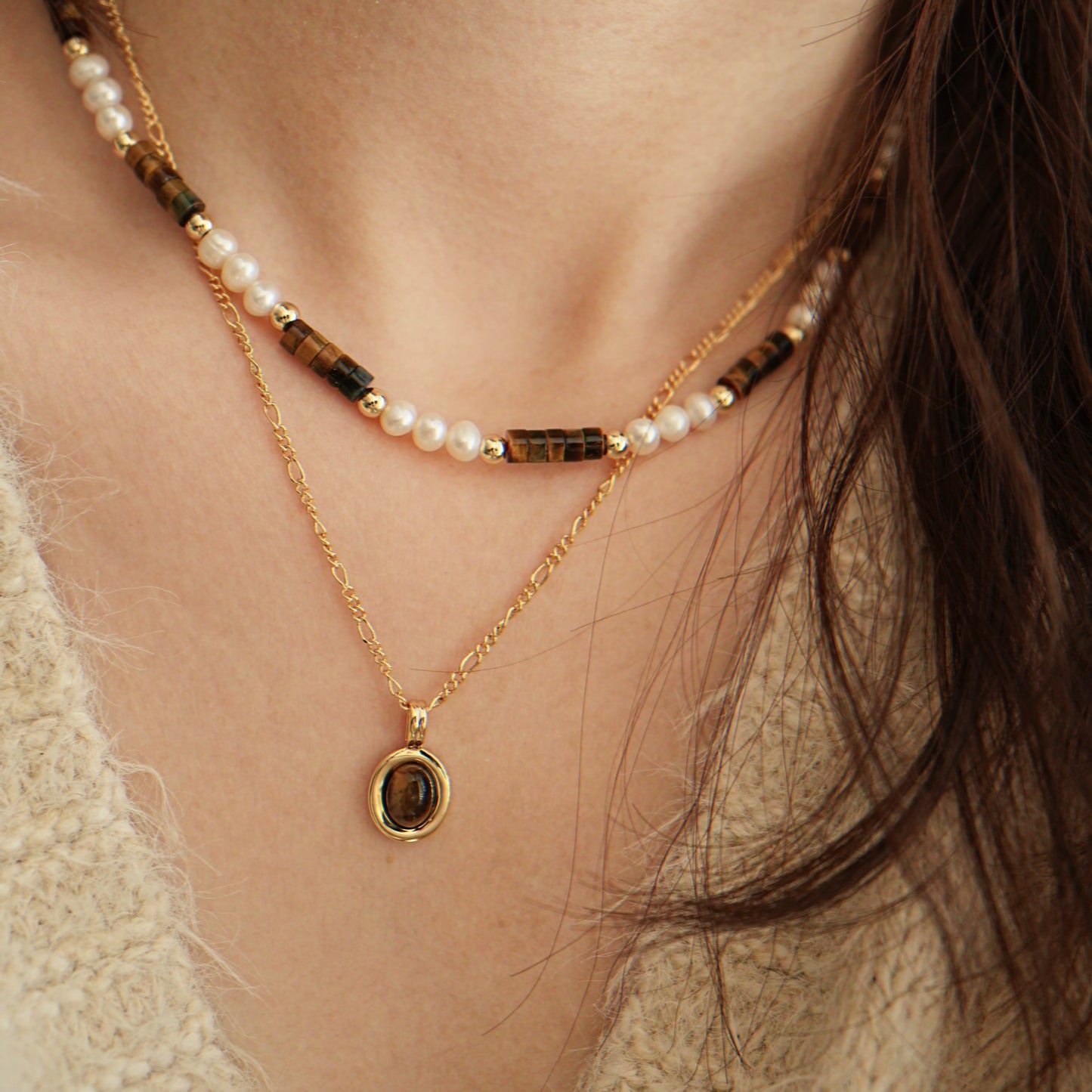 ‘Golden Ember’ Natural Pearl Necklace