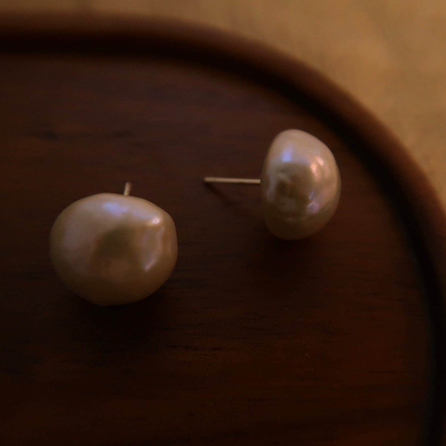 Mabe Iridescent Natural Pearl Studs