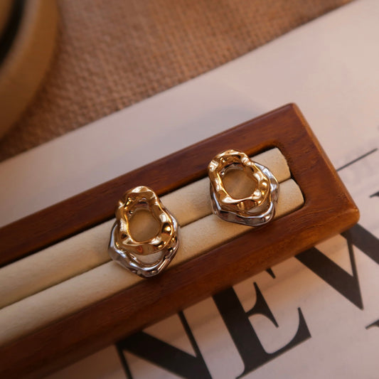 Flowing Silver Gold Earrings