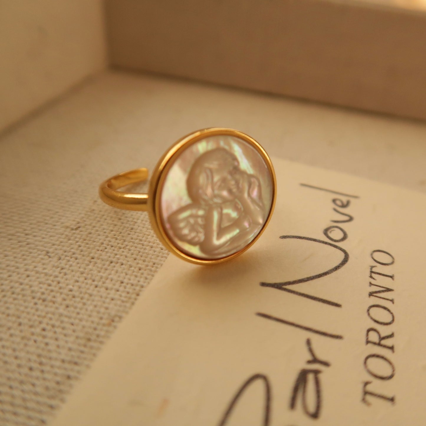 Little Angel Carved Shell Ring