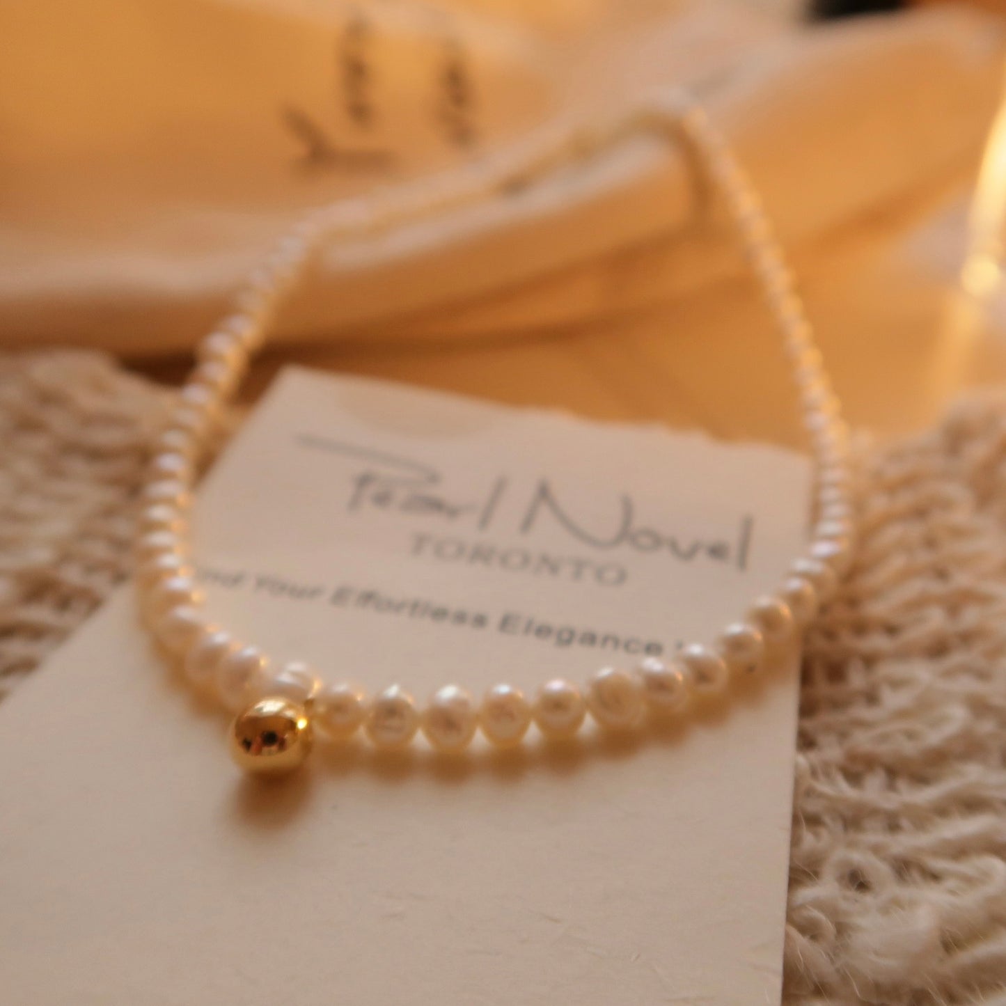 French Style Golden Bead Natural Pearl Necklace