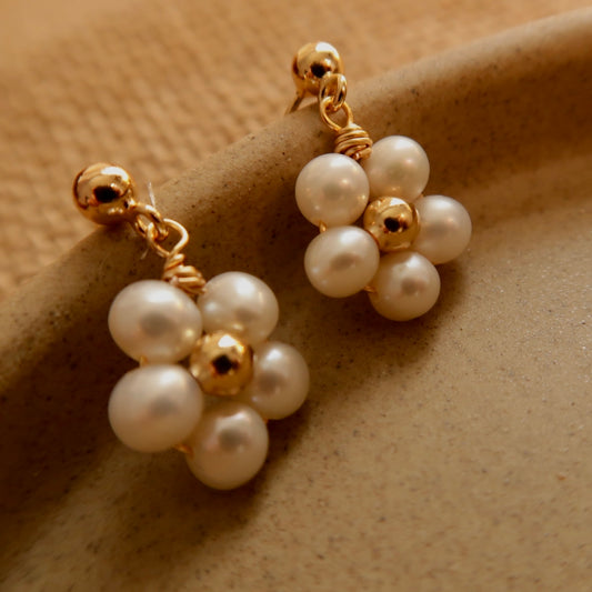 Garden Whisper Handcraft Natural Pearl Flower Ear Drops