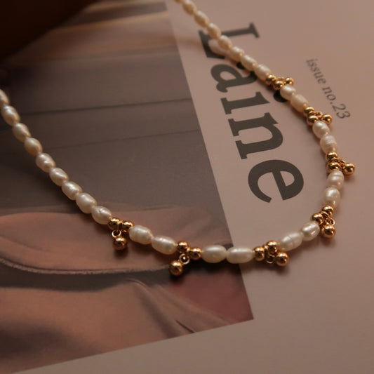 Natural Pearl Gold Bead Necklace