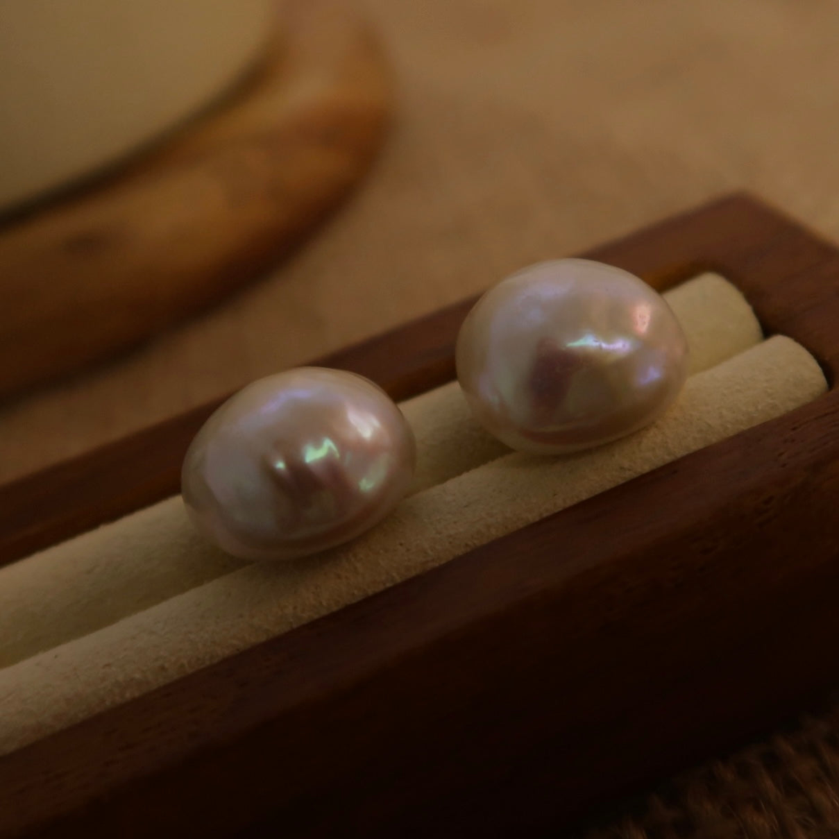 Mabe Iridescent Natural Pearl Studs