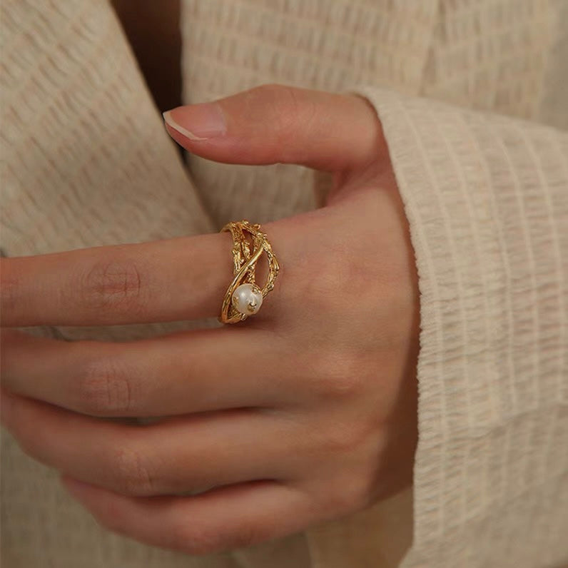 Irregular Nested Natural Pearl Ring