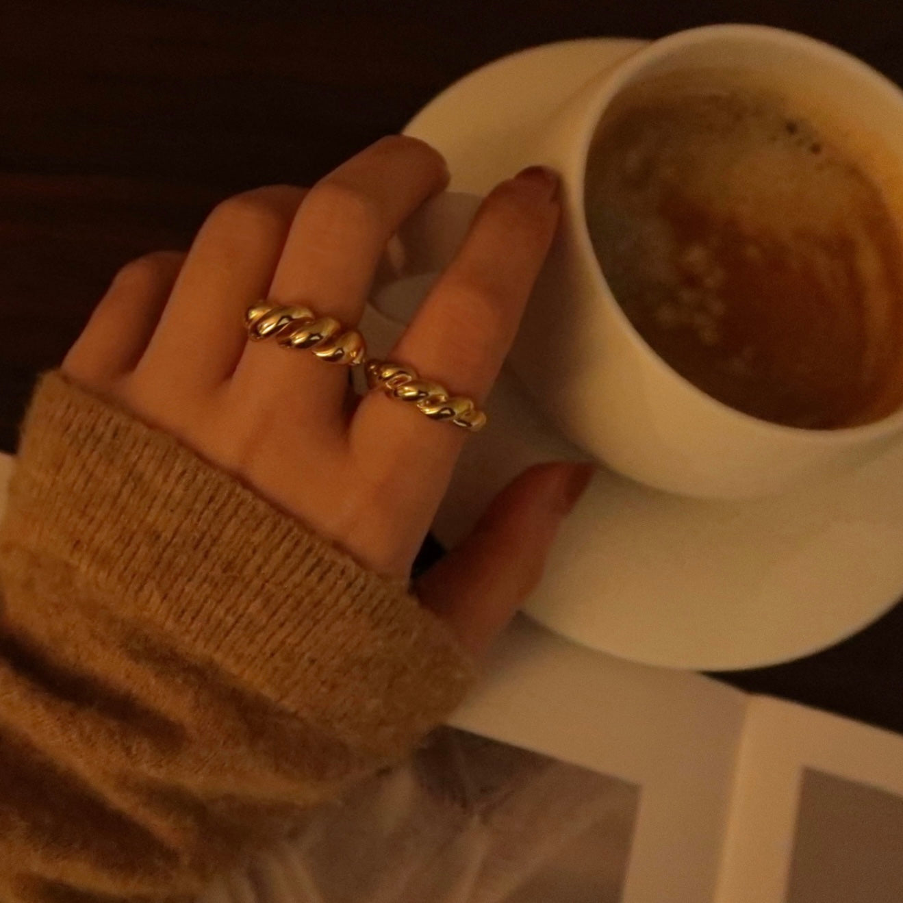 Golden Croissant Open Ring