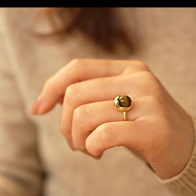 ‘Golden Ember’ Tiger's Eye Open Ring