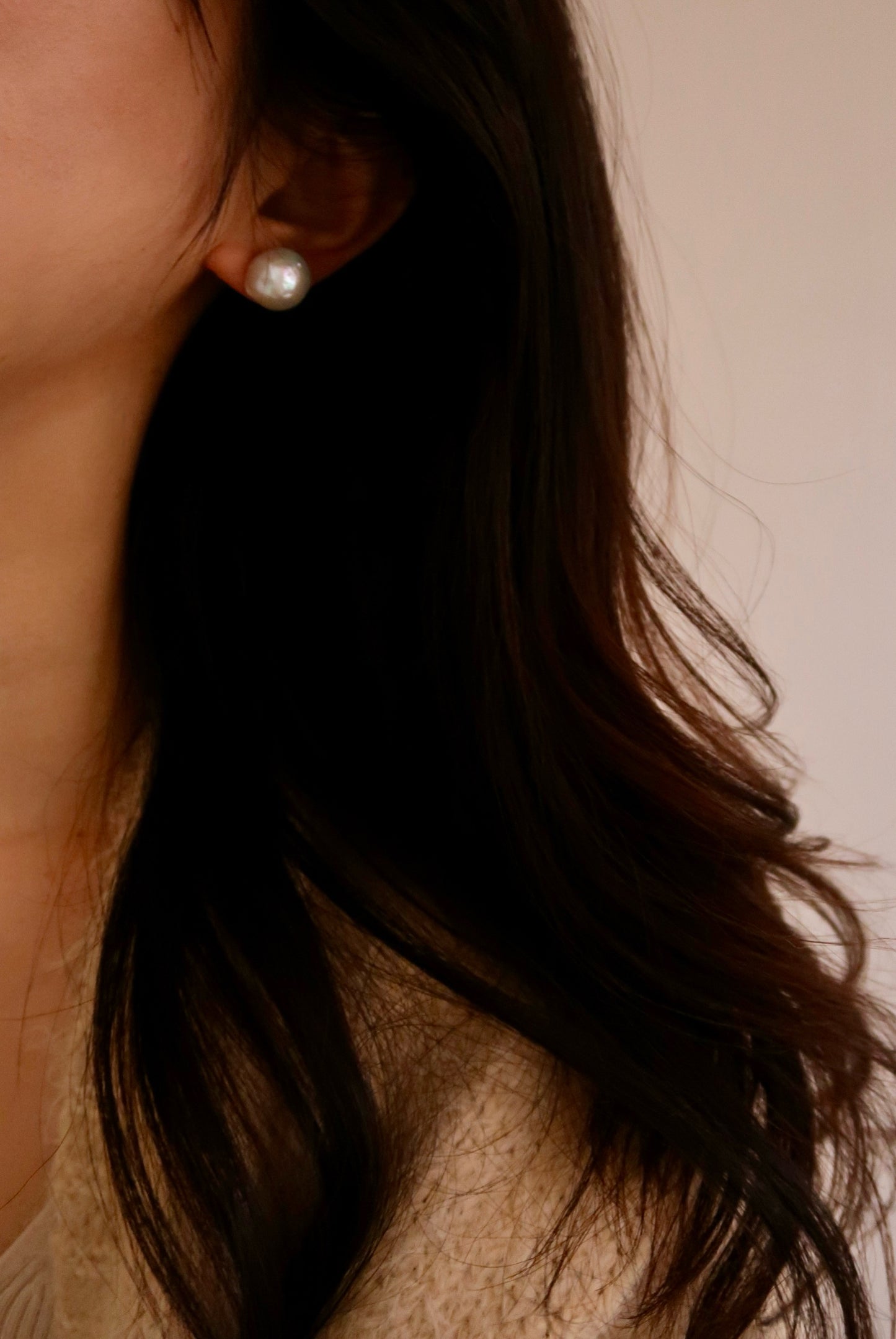 Mabe Iridescent Natural Pearl Studs