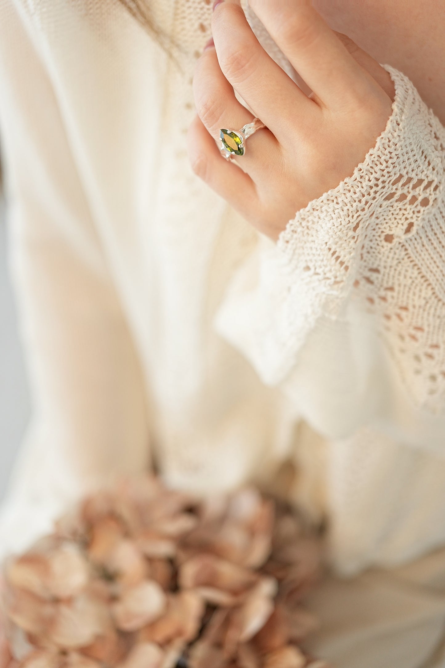 Olive Zircon Open Ring