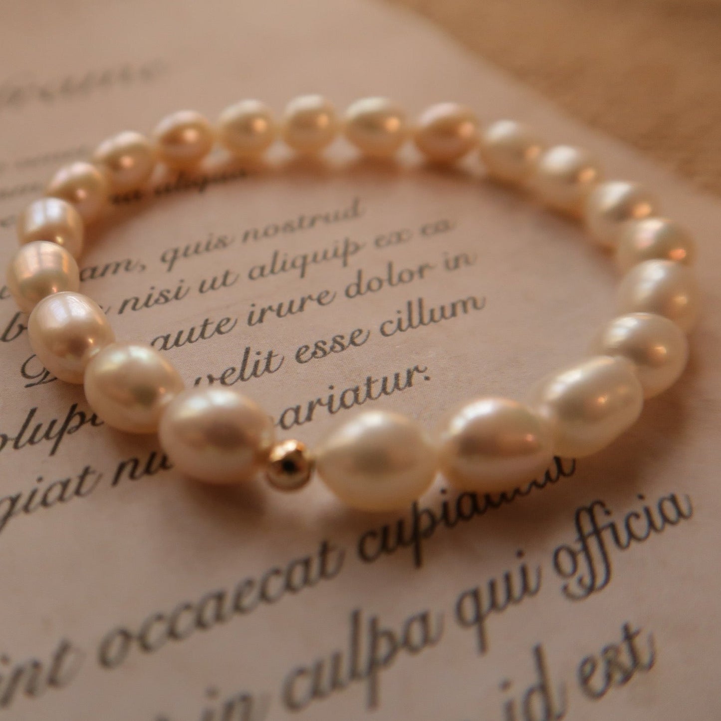 Golden Whispers Natural Pearl Bracelet