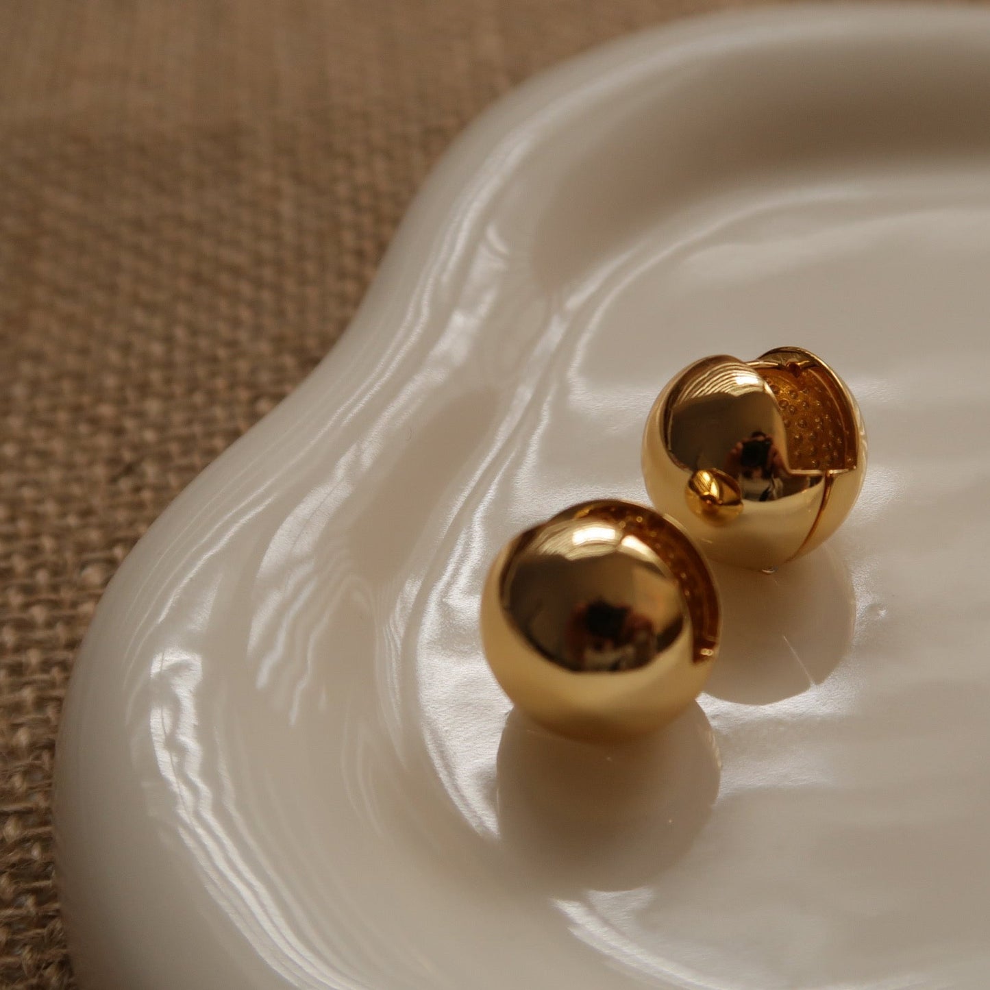 Spherical Golden Earrings