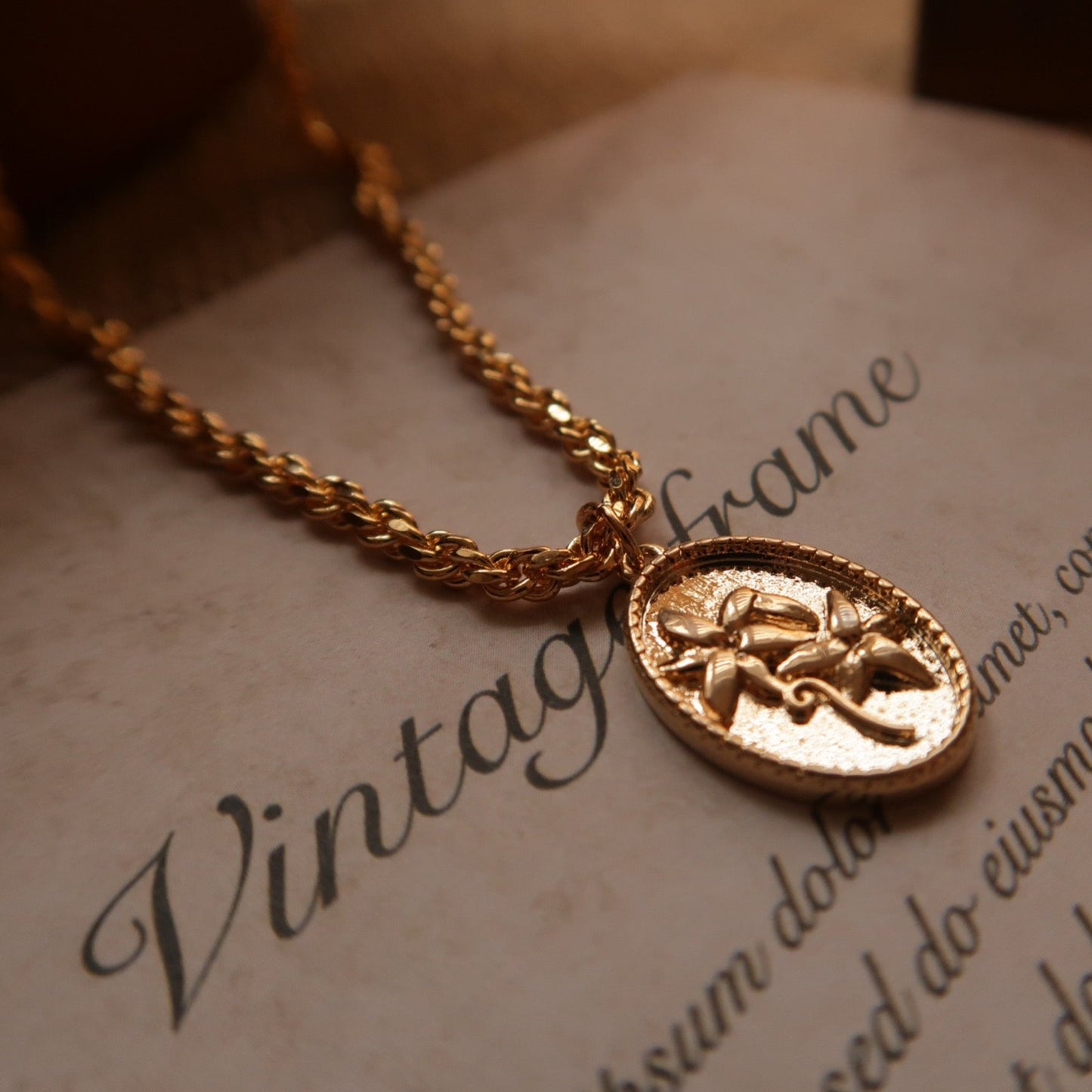 Golden Flower Coin Necklace