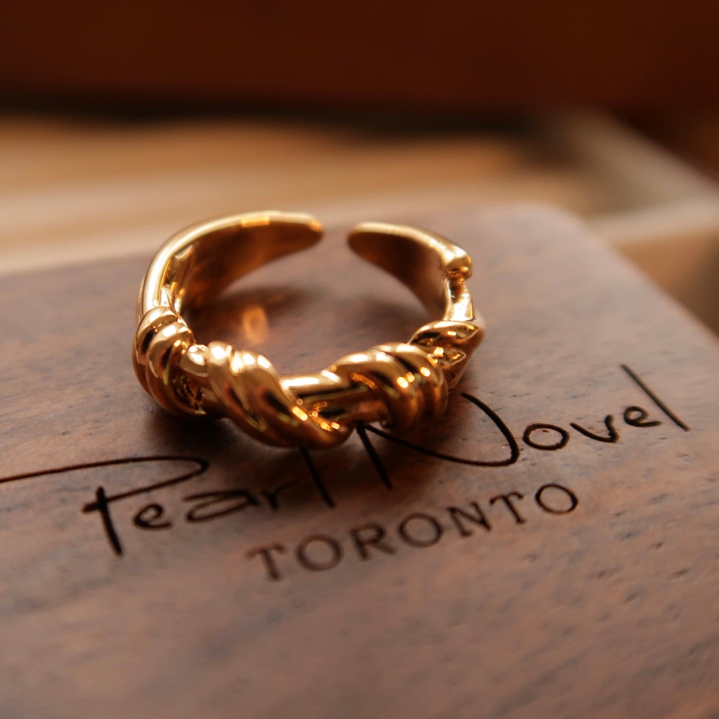 Golden Twining Rope Open Ring