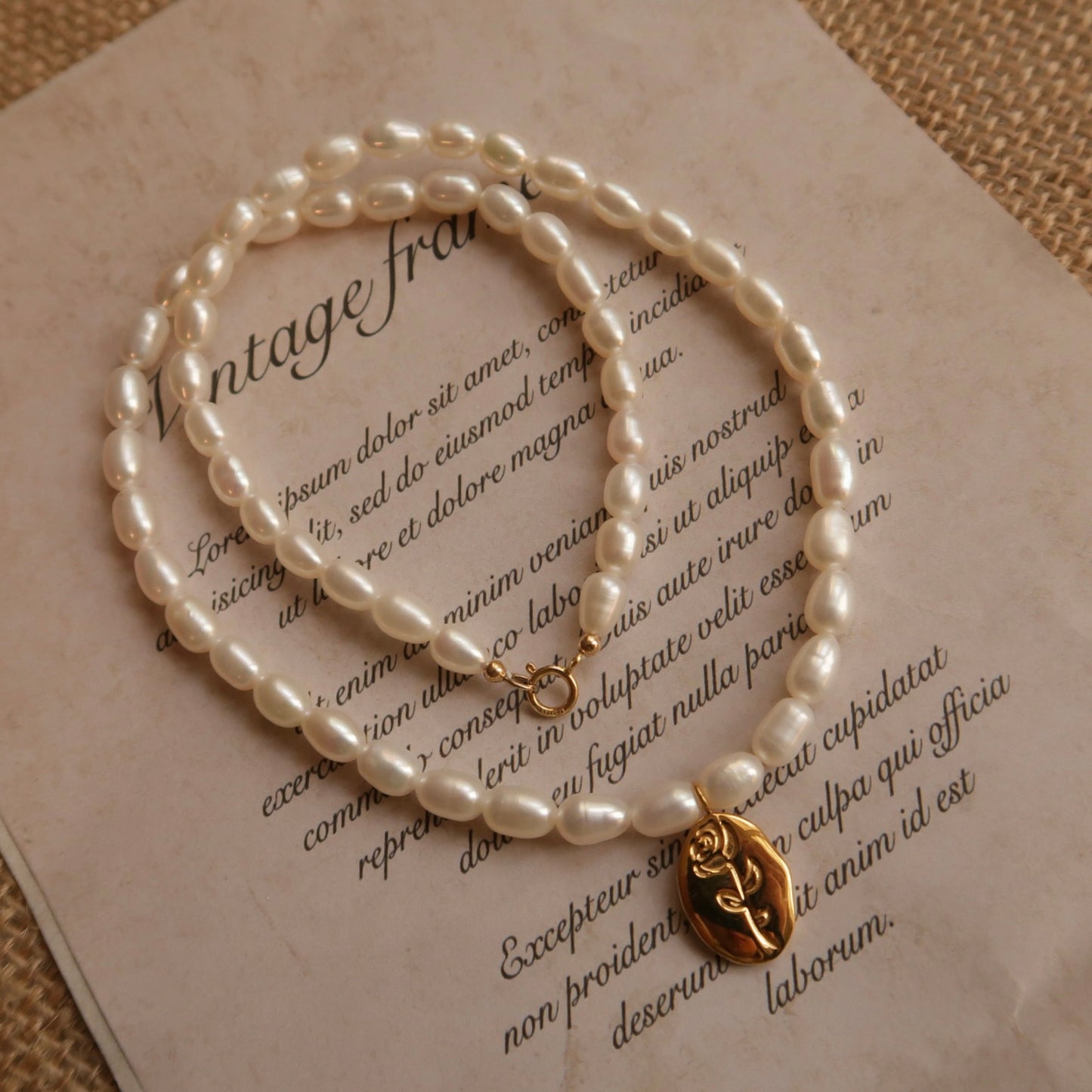 Golden Rose Bloom Natural Pearl Necklace