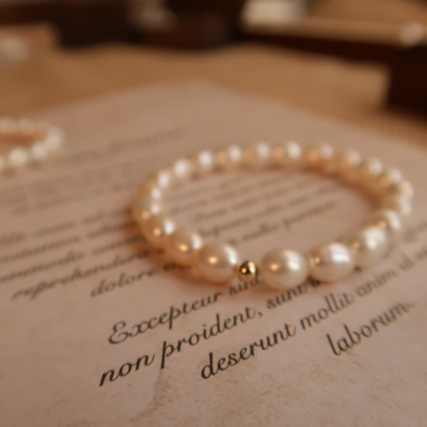 Golden Whispers Natural Pearl Bracelet