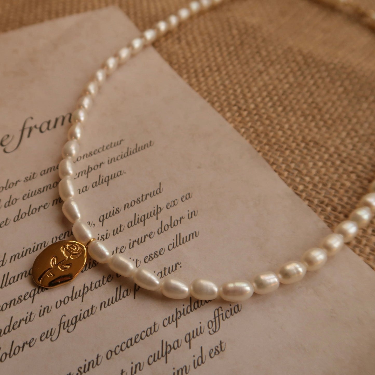 Golden Rose Bloom Natural Pearl Necklace