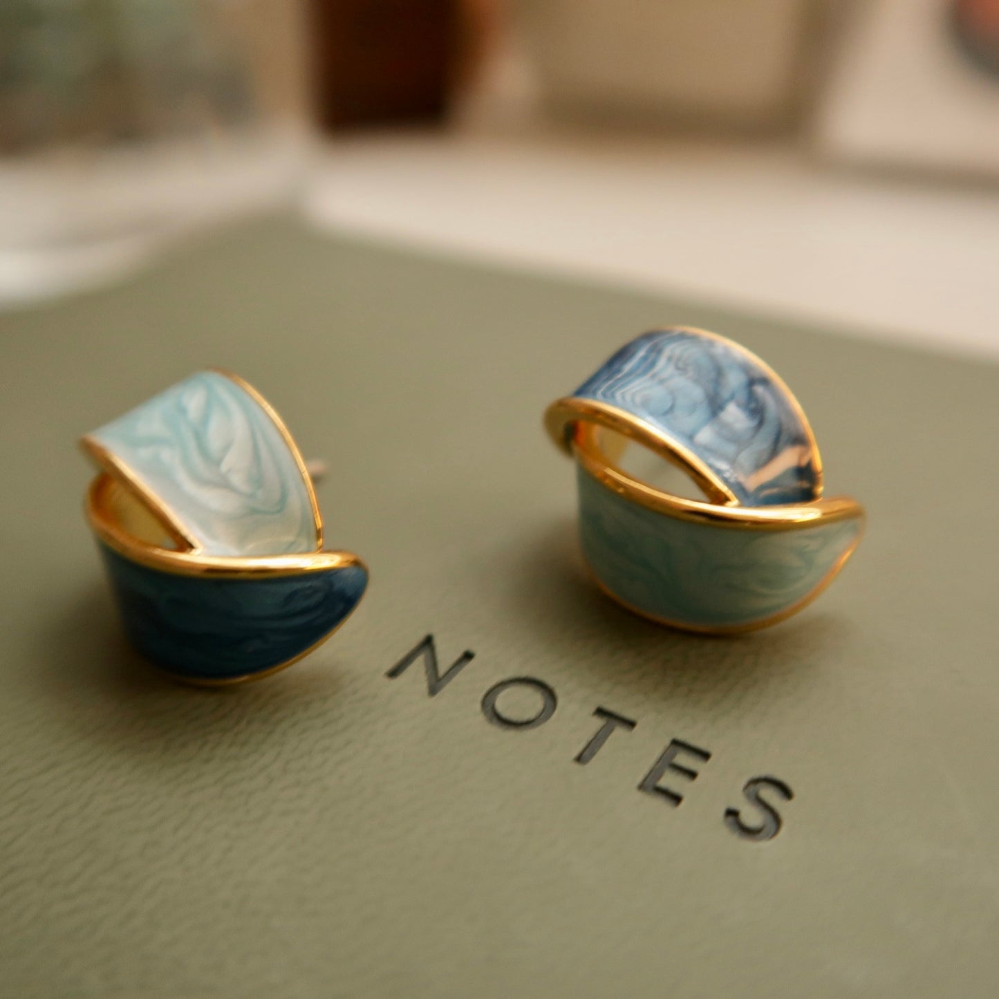 Van Gogh's Blue Melody Enamel Earrings